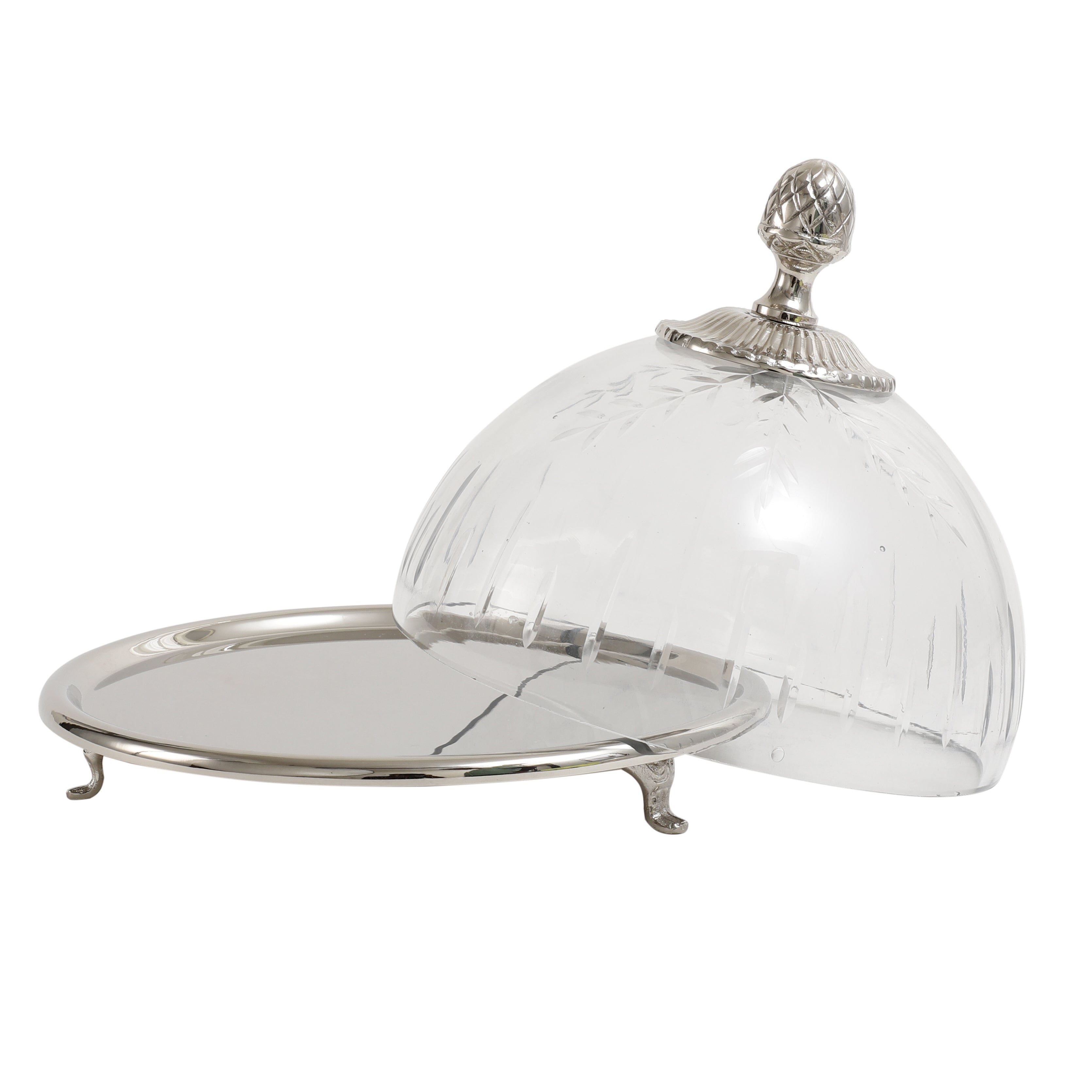 Faiza Crystal cut Cake dome silver M.M.I. OVERSEAS