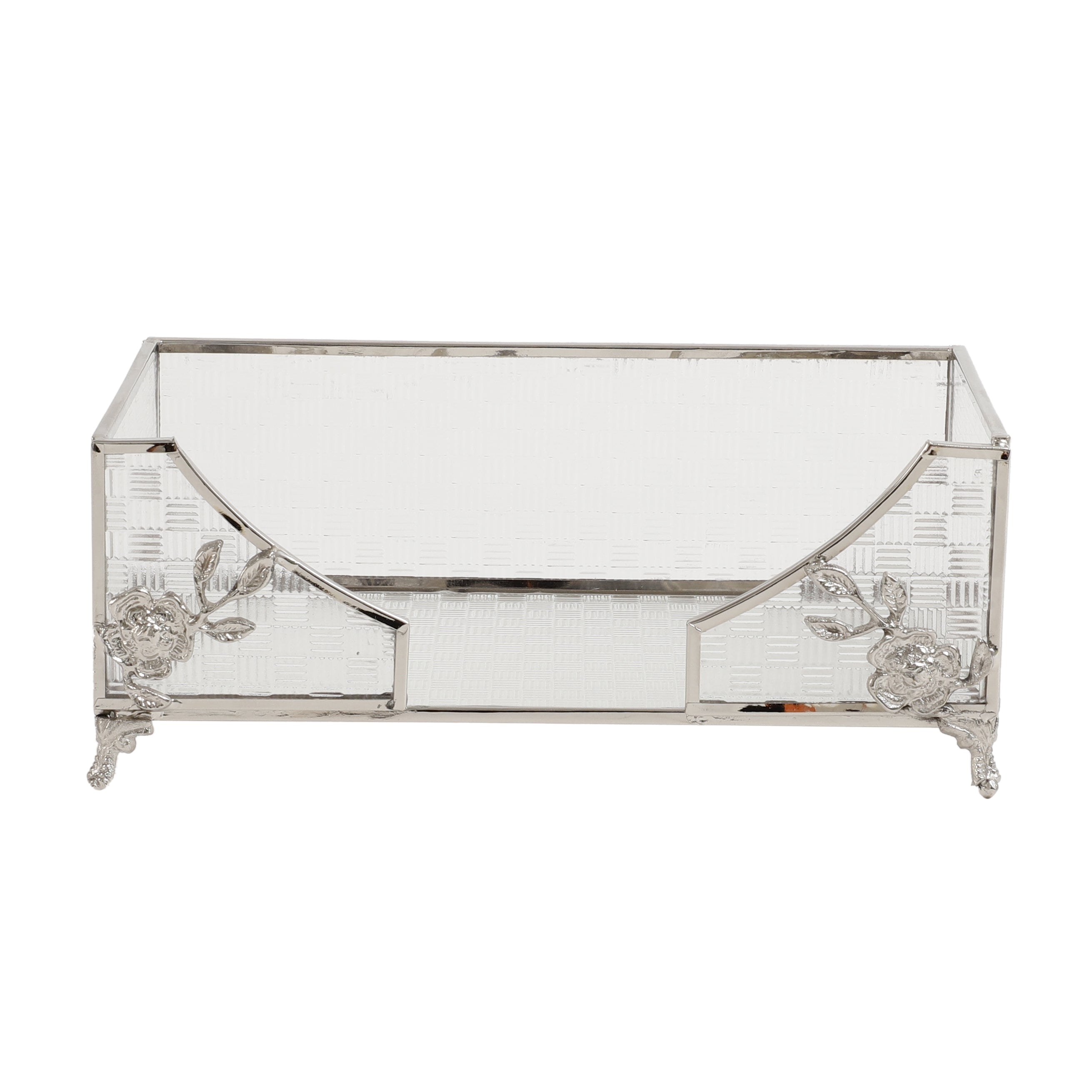 Citri Open Napkin Box & Storage Tray in Silver Ouch Cart
