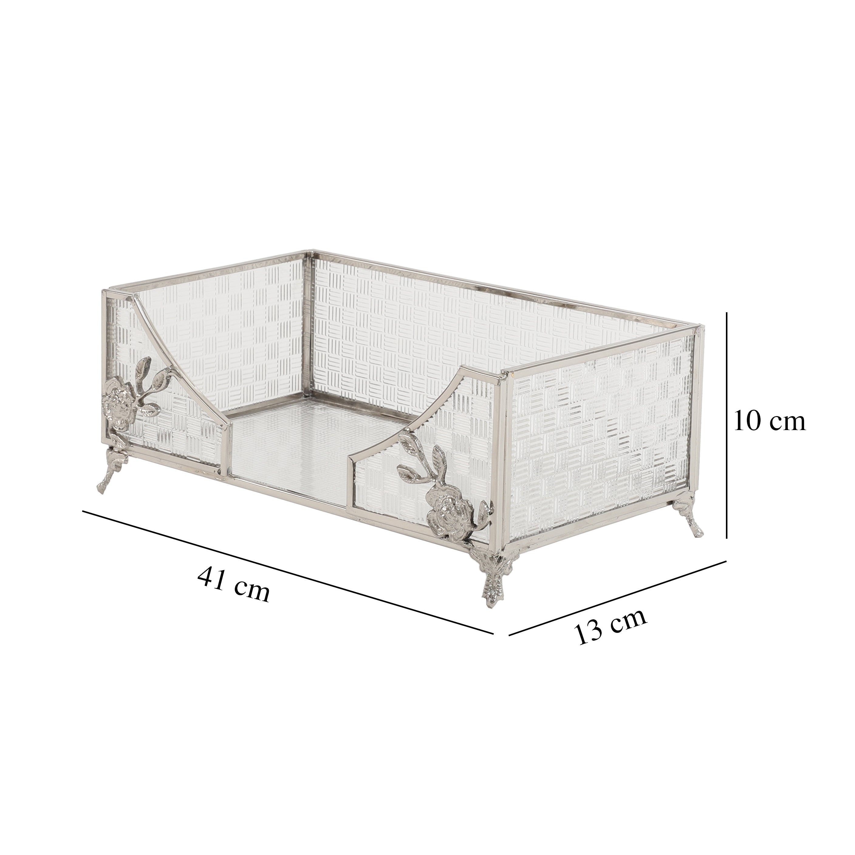 Citri Open Napkin Box & Storage Tray in Silver Ouch Cart