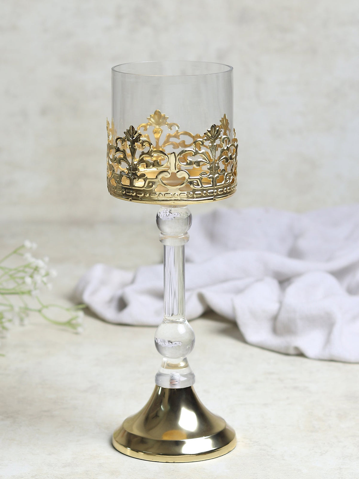Aurum Crest Pillar Candle Holder Small M.M.I. OVERSEAS