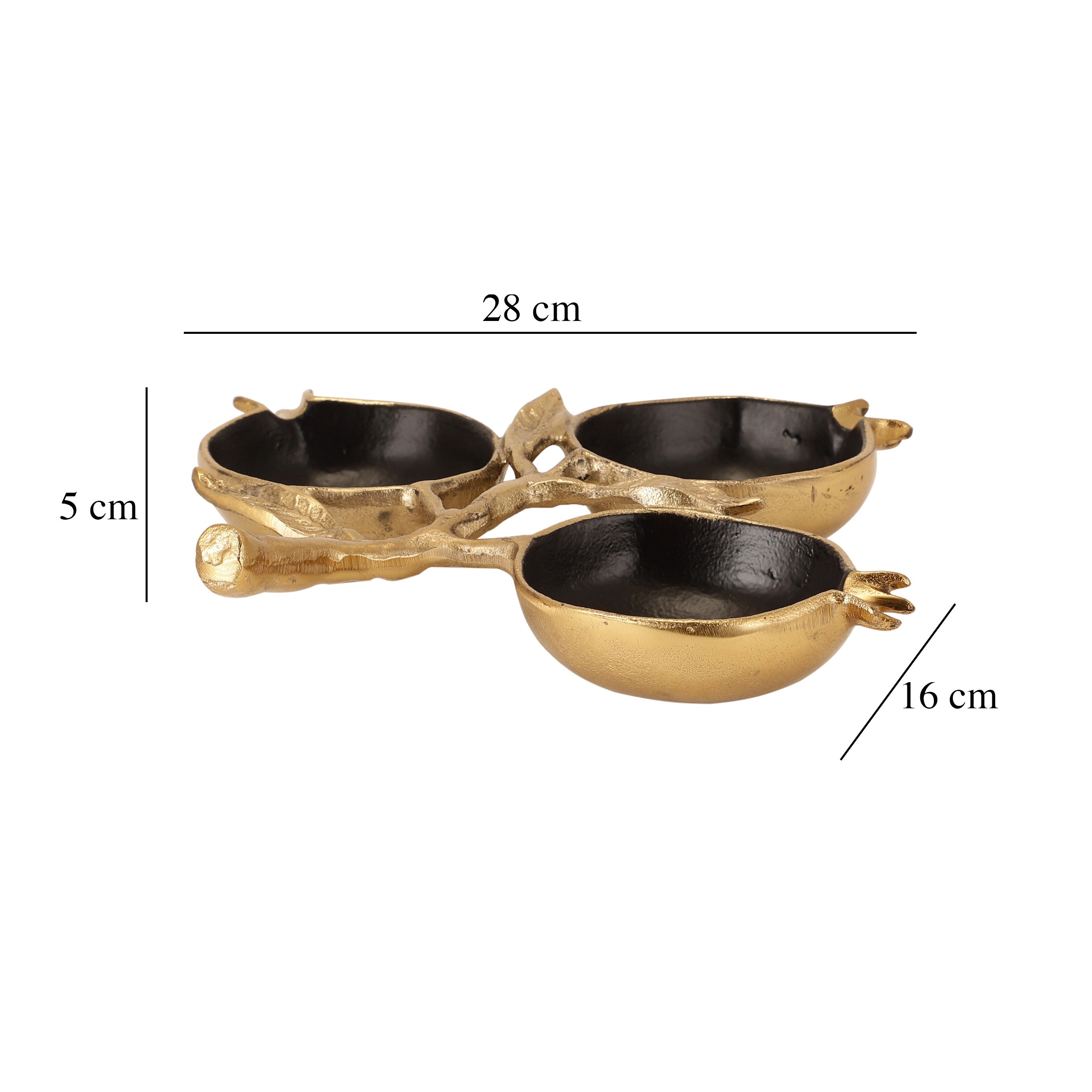 Pomegranate Metal Leaf Platter in Gold Black M.M.I. OVERSEAS