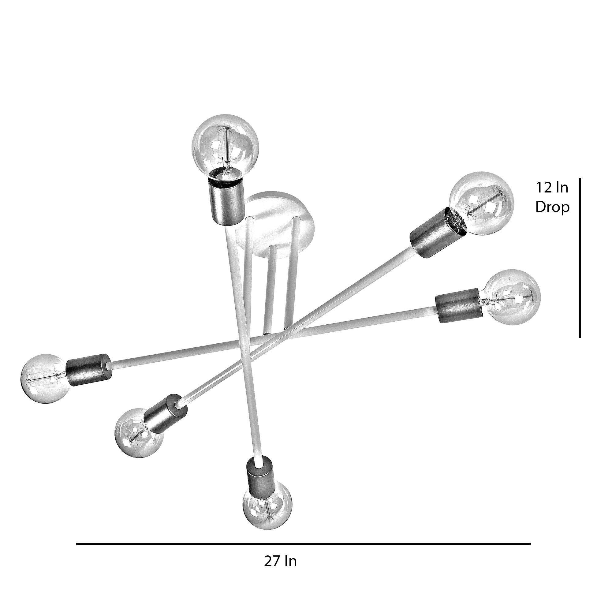 Six Head Sputnik White Mordern Chandelier By SS Lightings - Ouch Cart