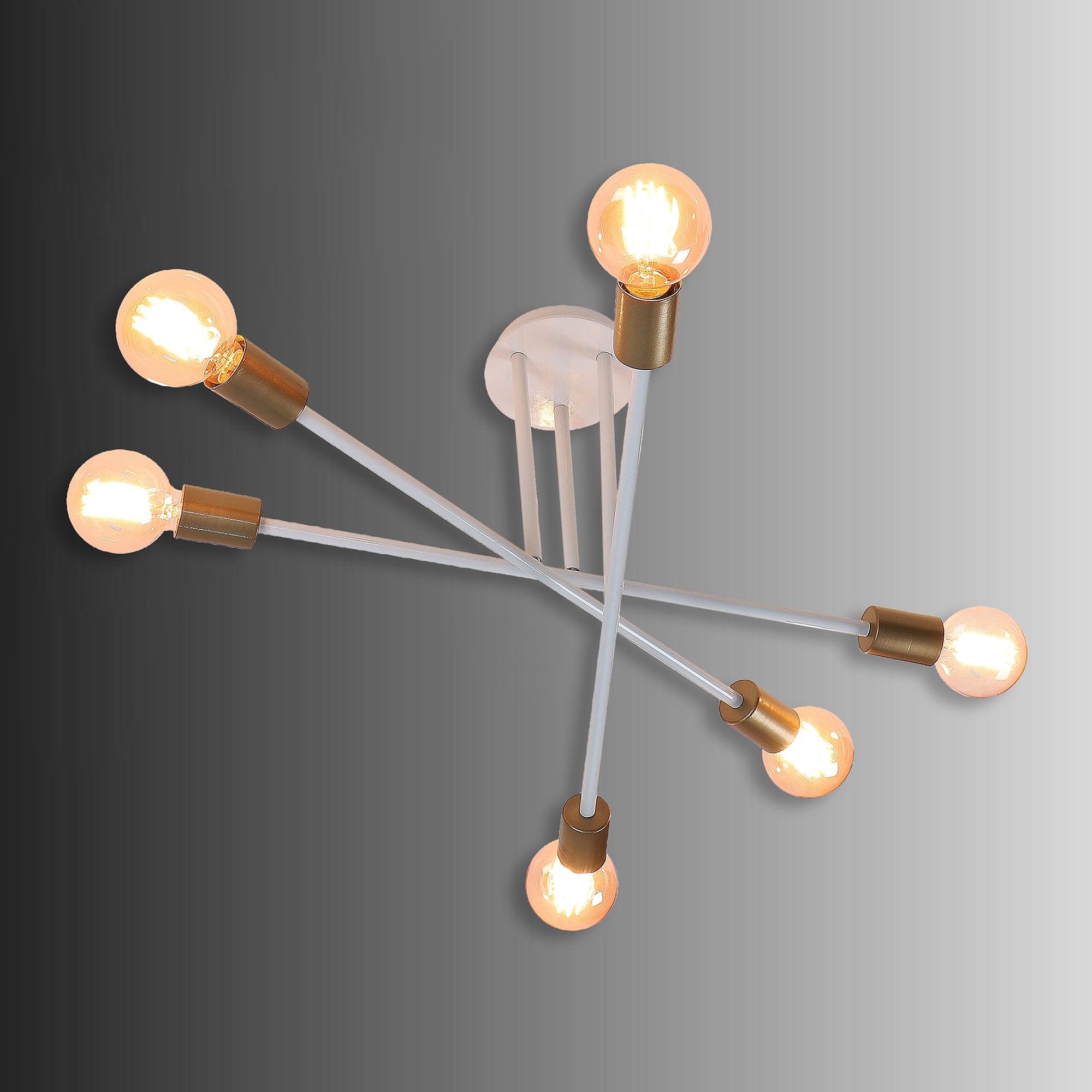 Six Head Sputnik White Mordern Chandelier By SS Lightings - Ouch Cart