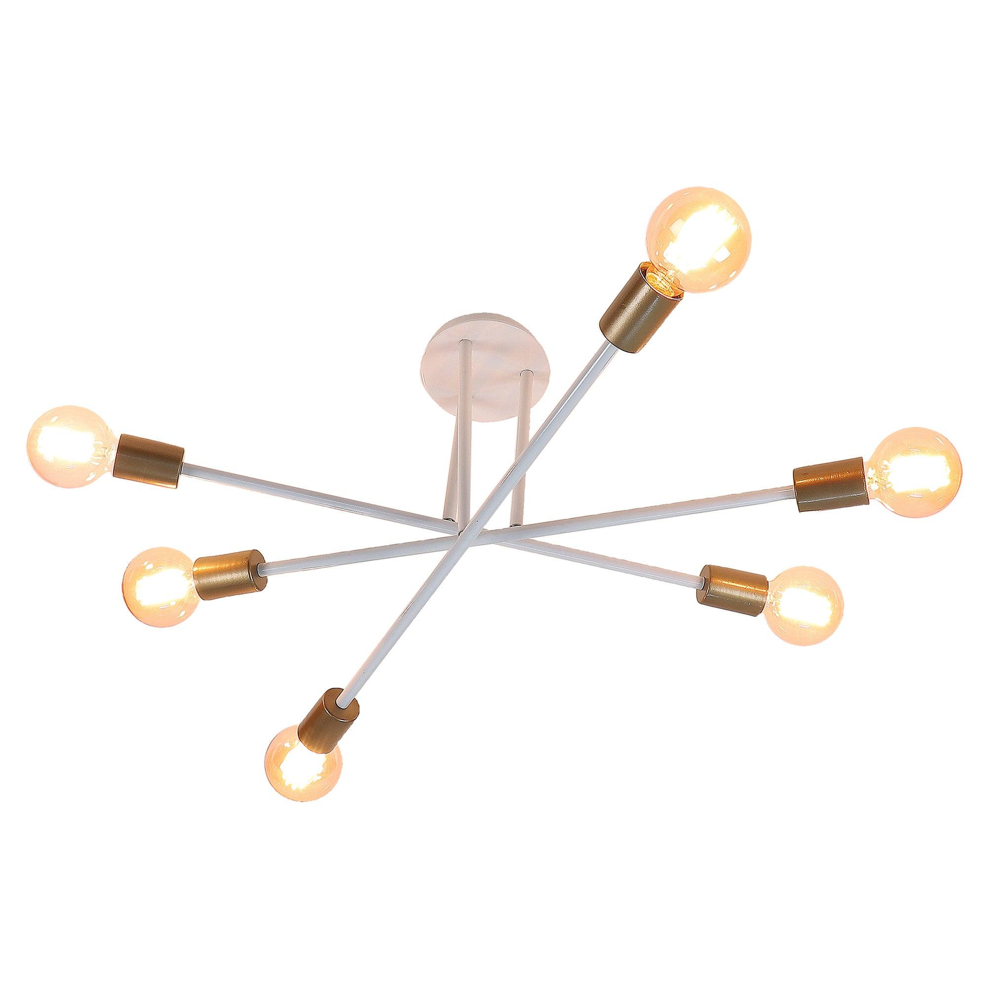 Six Head Sputnik White Mordern Chandelier By SS Lightings - Ouch Cart
