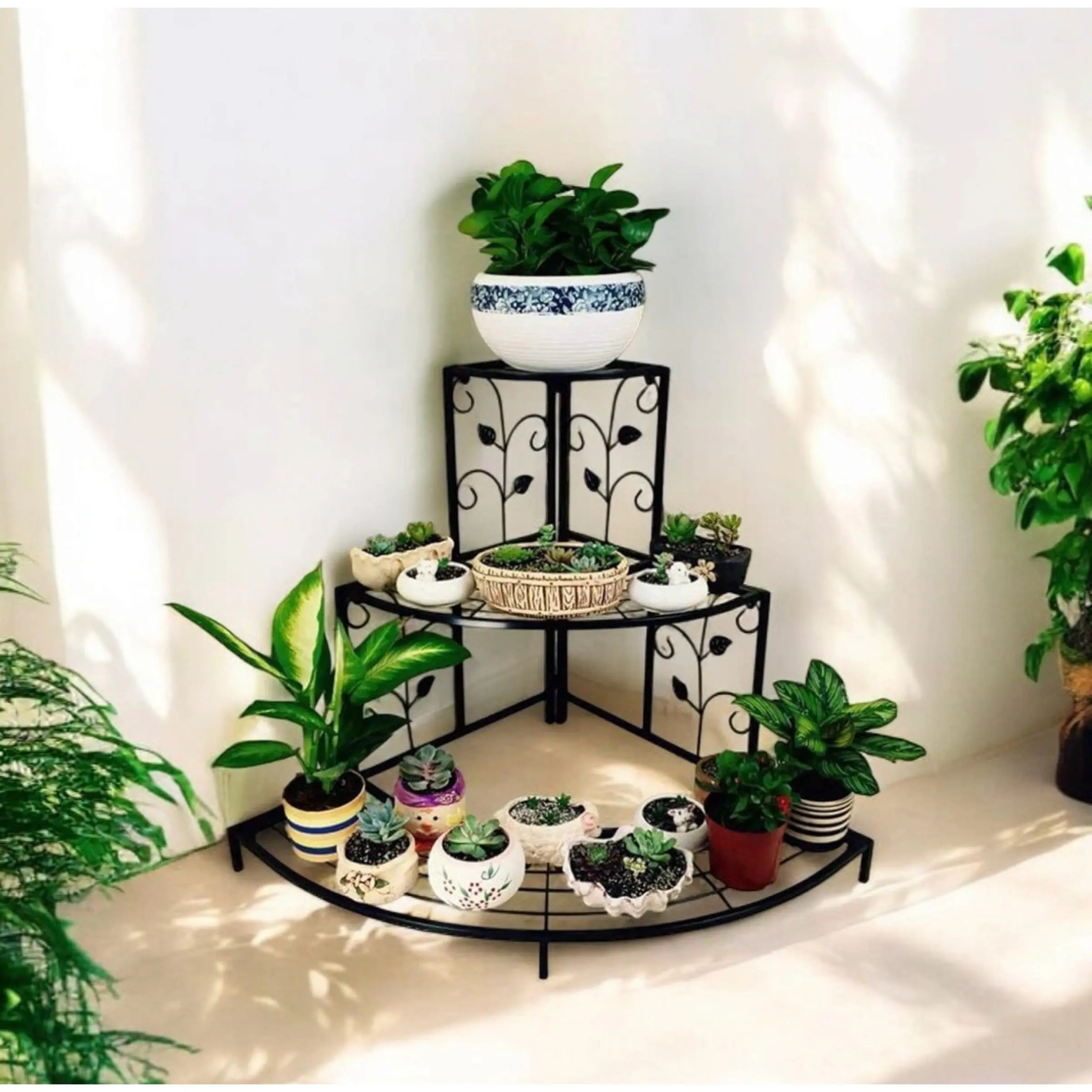 3-Tier Corner Plant Stand - Space-Saving Indoor Planter Shelf for Stylish Home Decor Ouch Cart