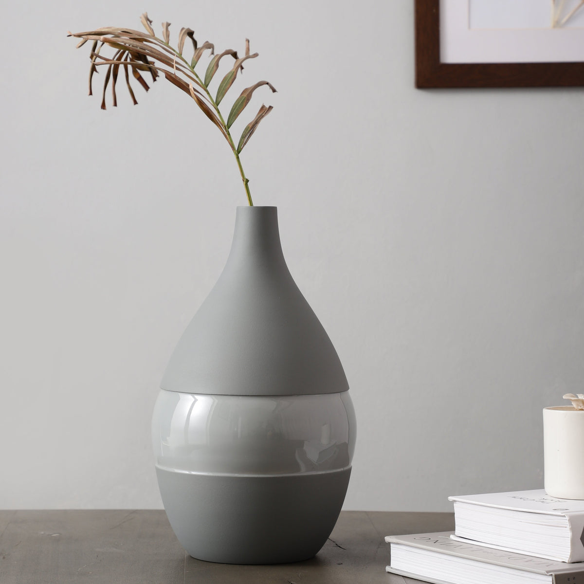 Vesera Grey Enamel Vase M.M.I. OVERSEAS