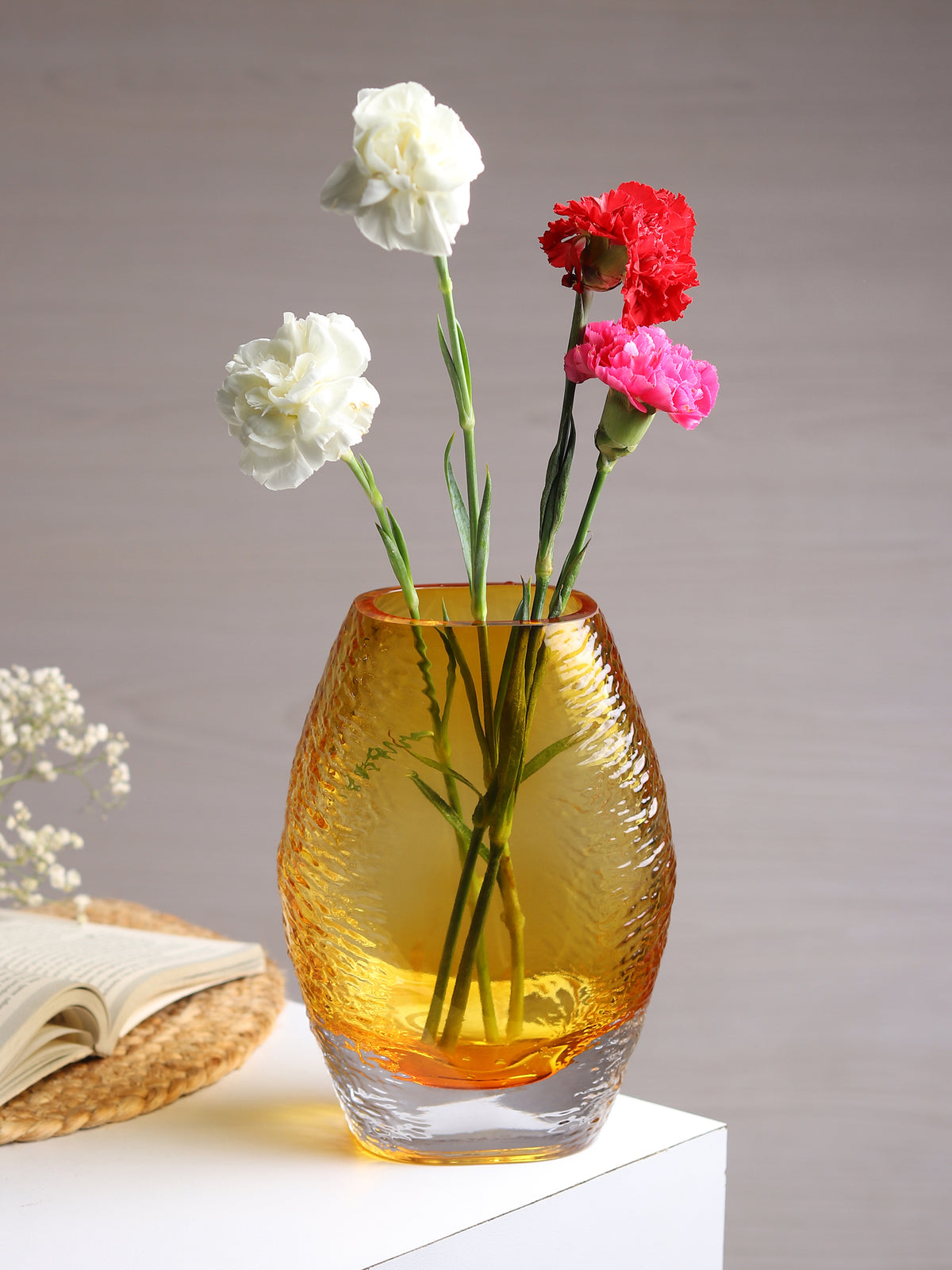 Solara Amber Crystal Vase Small