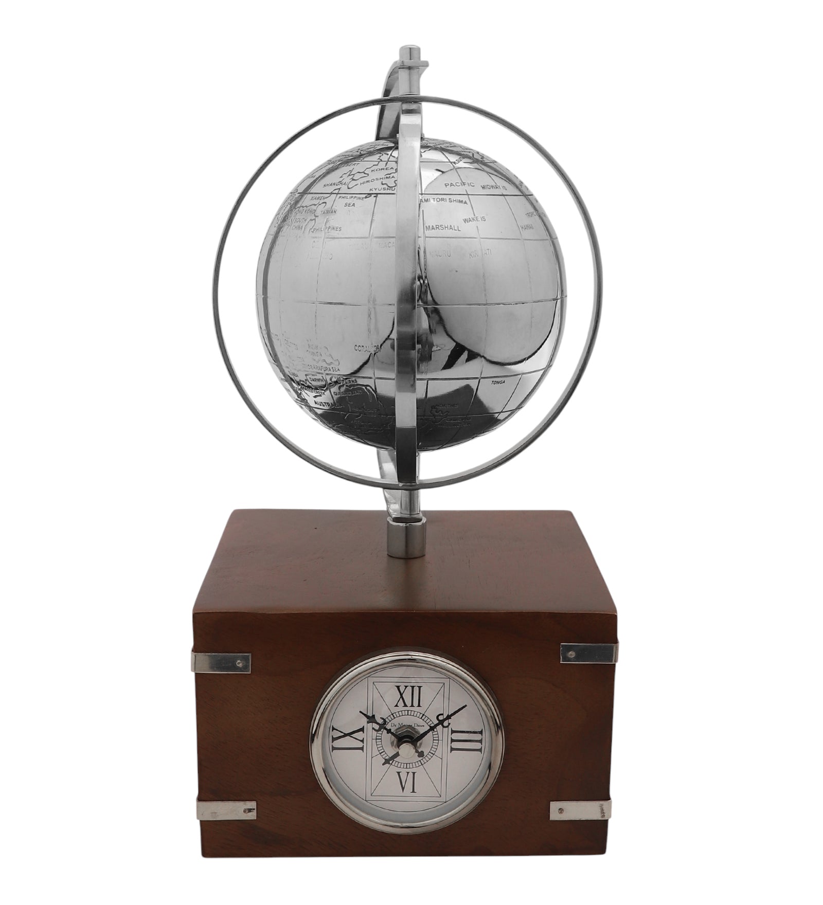 Atlasphere Silver Table Clock M.M.I. OVERSEAS