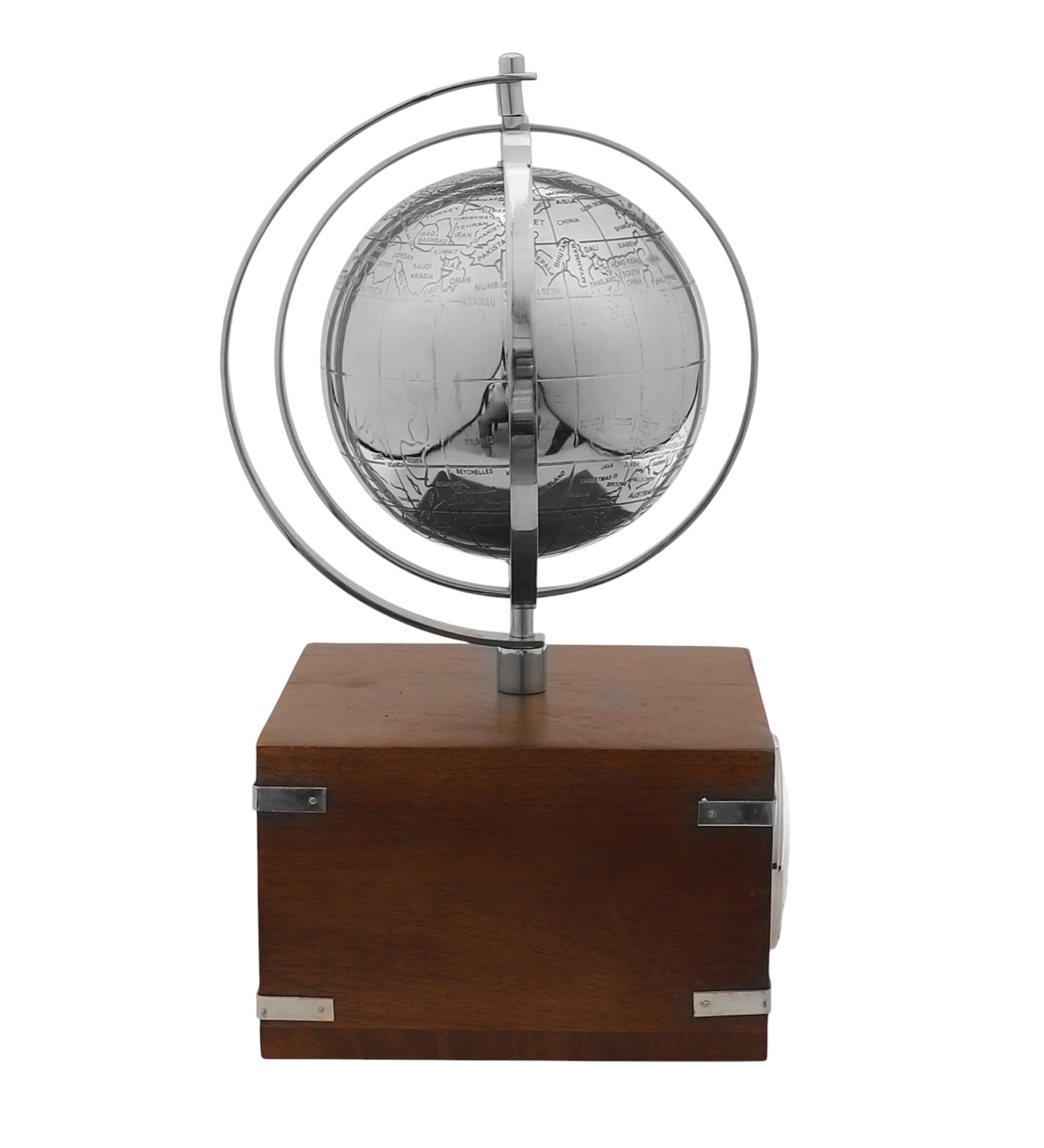 Atlasphere Silver Table Clock M.M.I. OVERSEAS