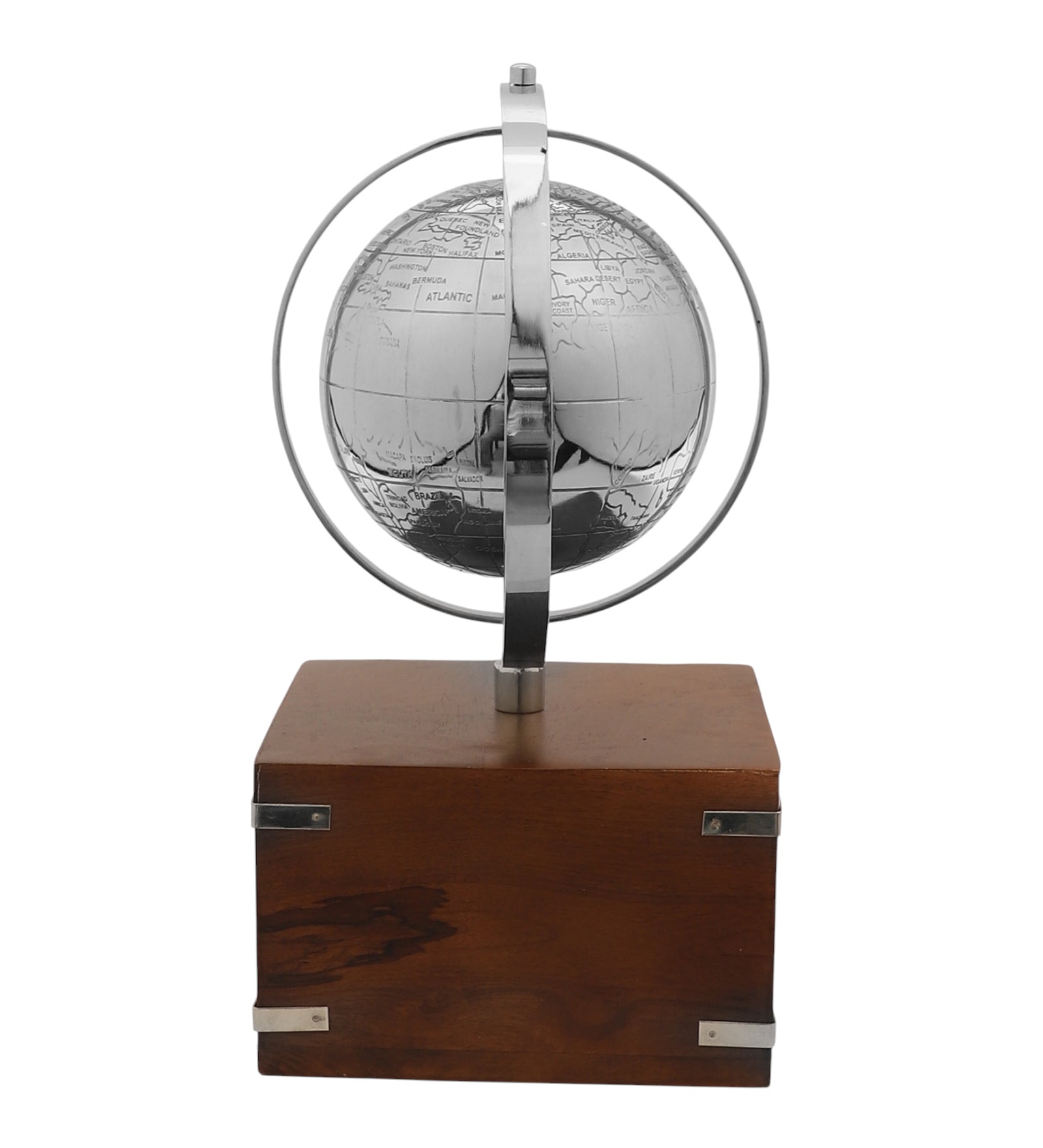 Atlasphere Silver Table Clock M.M.I. OVERSEAS
