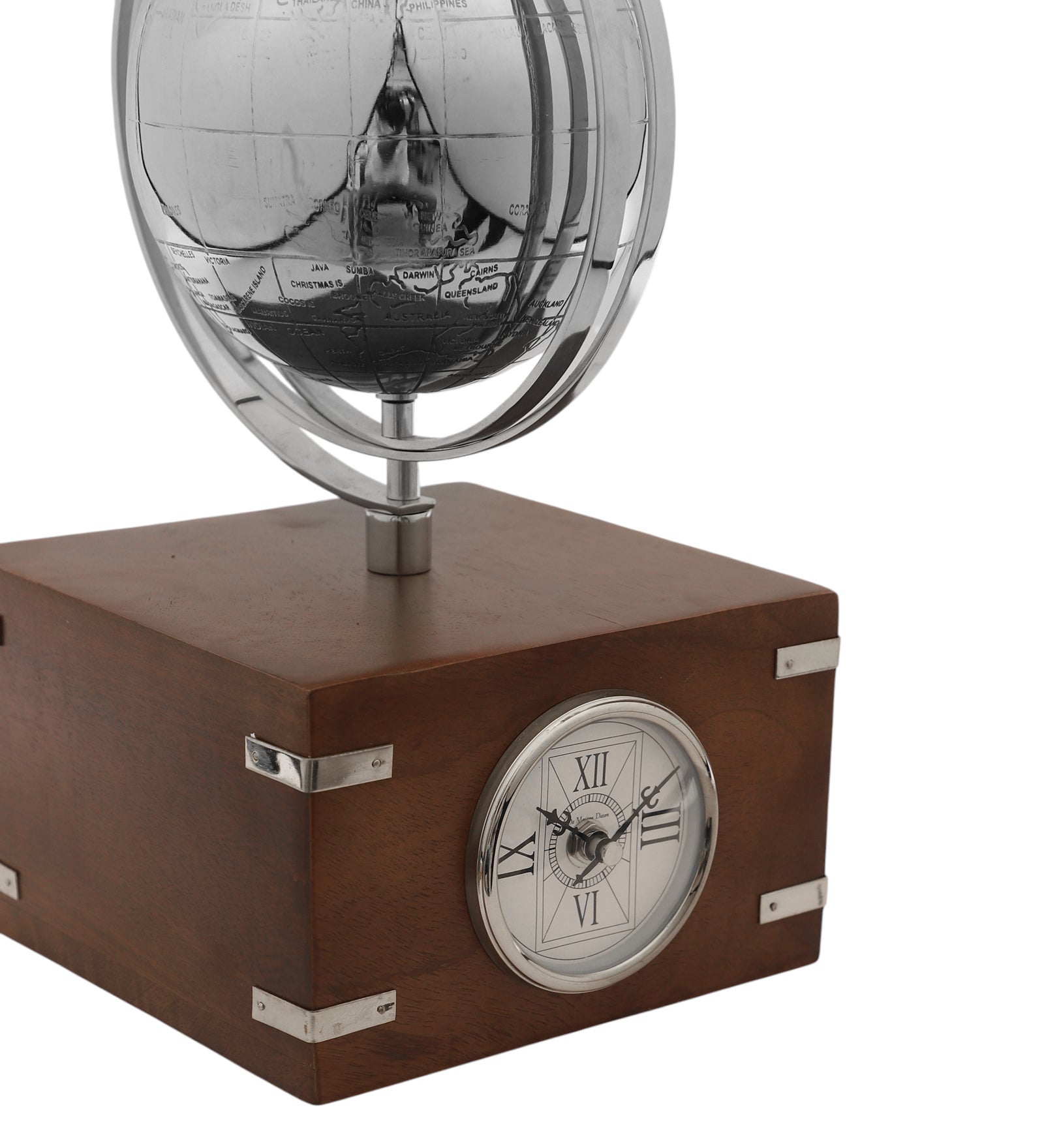 Atlasphere Silver Table Clock M.M.I. OVERSEAS