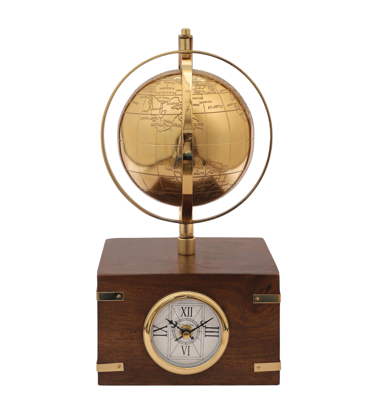 Atlasphere Gold Table Clock M.M.I. OVERSEAS