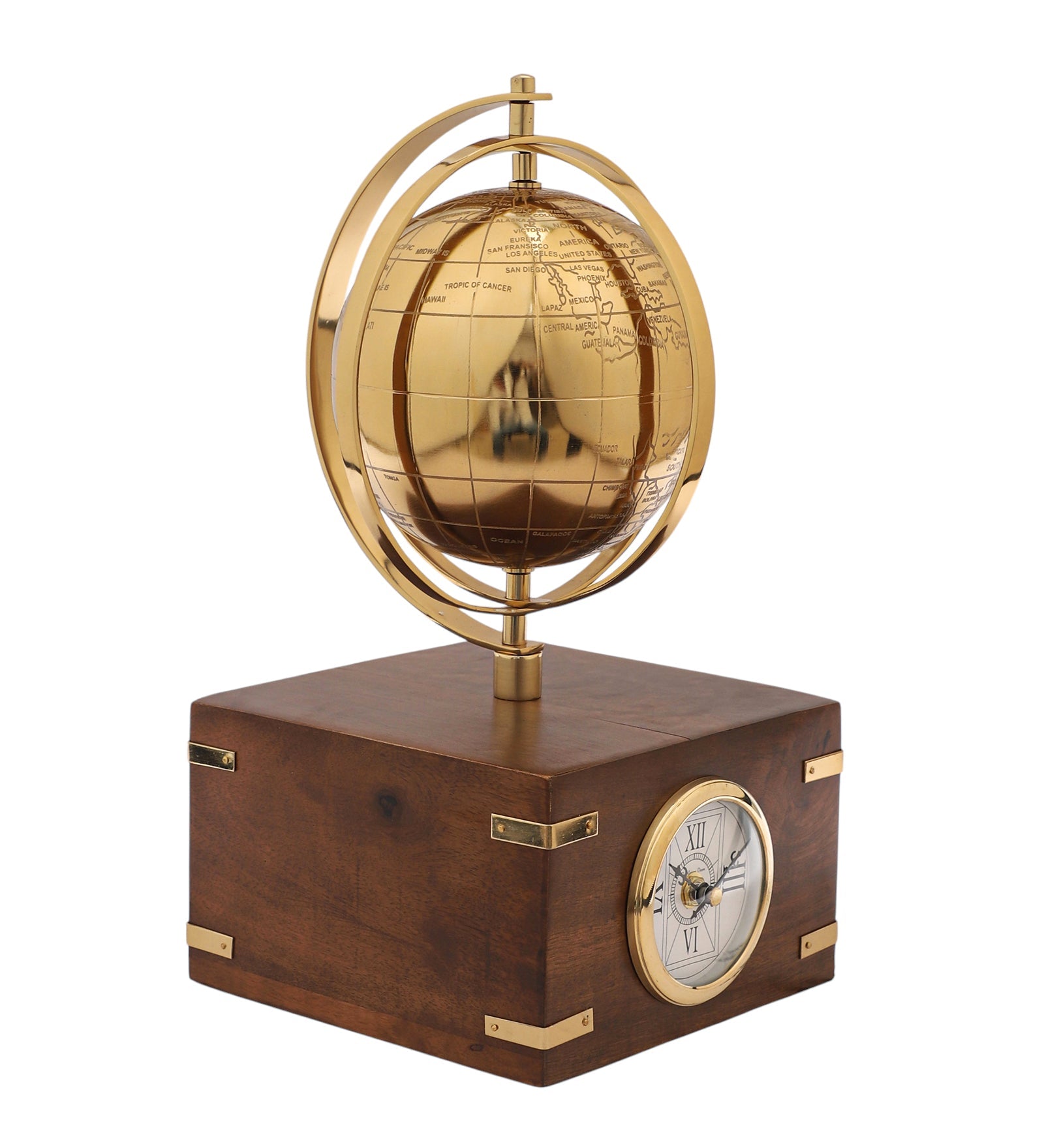 Atlasphere Gold Table Clock M.M.I. OVERSEAS