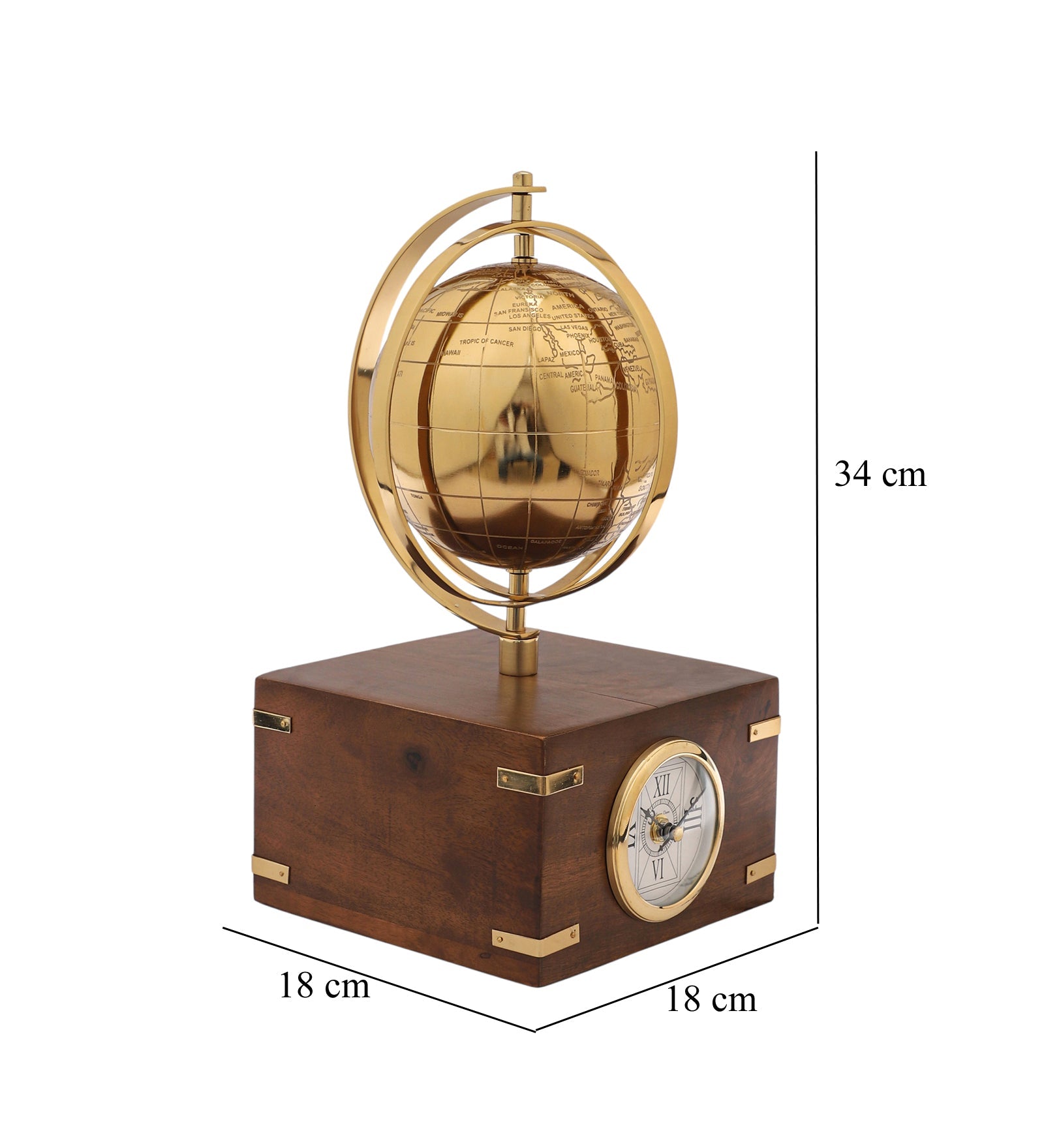 Atlasphere Gold Table Clock M.M.I. OVERSEAS