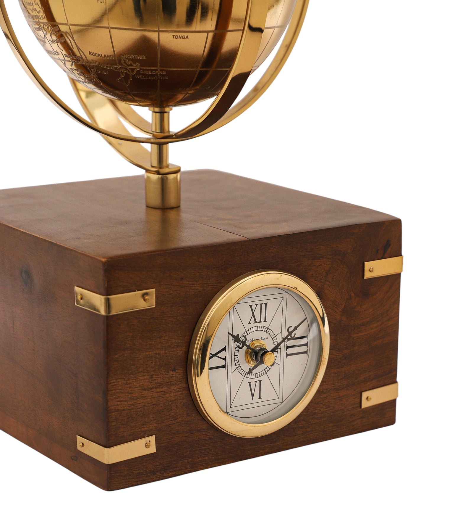 Atlasphere Gold Table Clock M.M.I. OVERSEAS