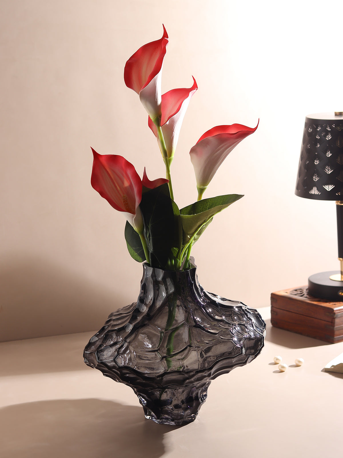 Magma Rise Black Crystal Vase