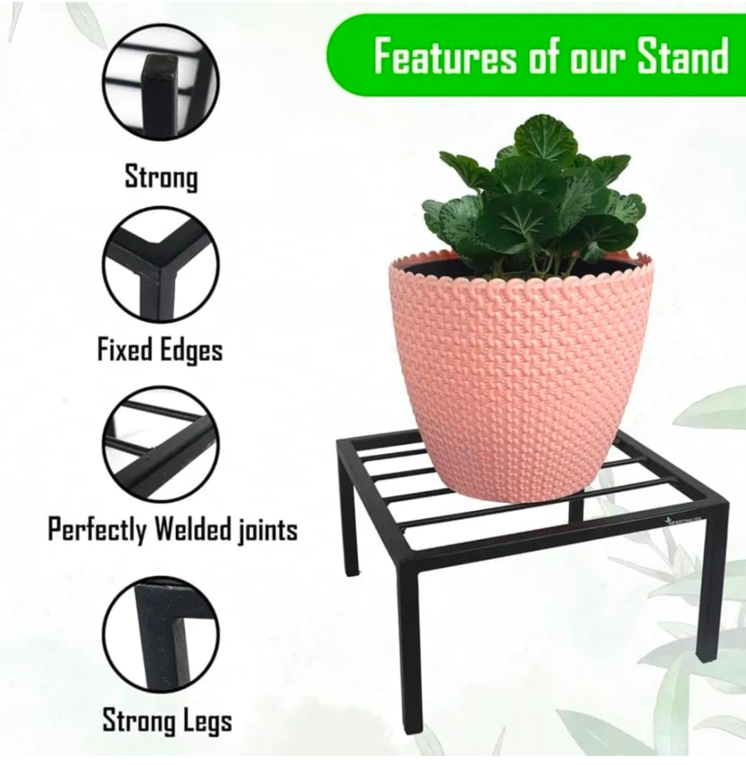 Solid Square Stand Indoor Outdoor Pot Planter Stand For Home Garden Balcony Plant Container Set (Pack Of 4)