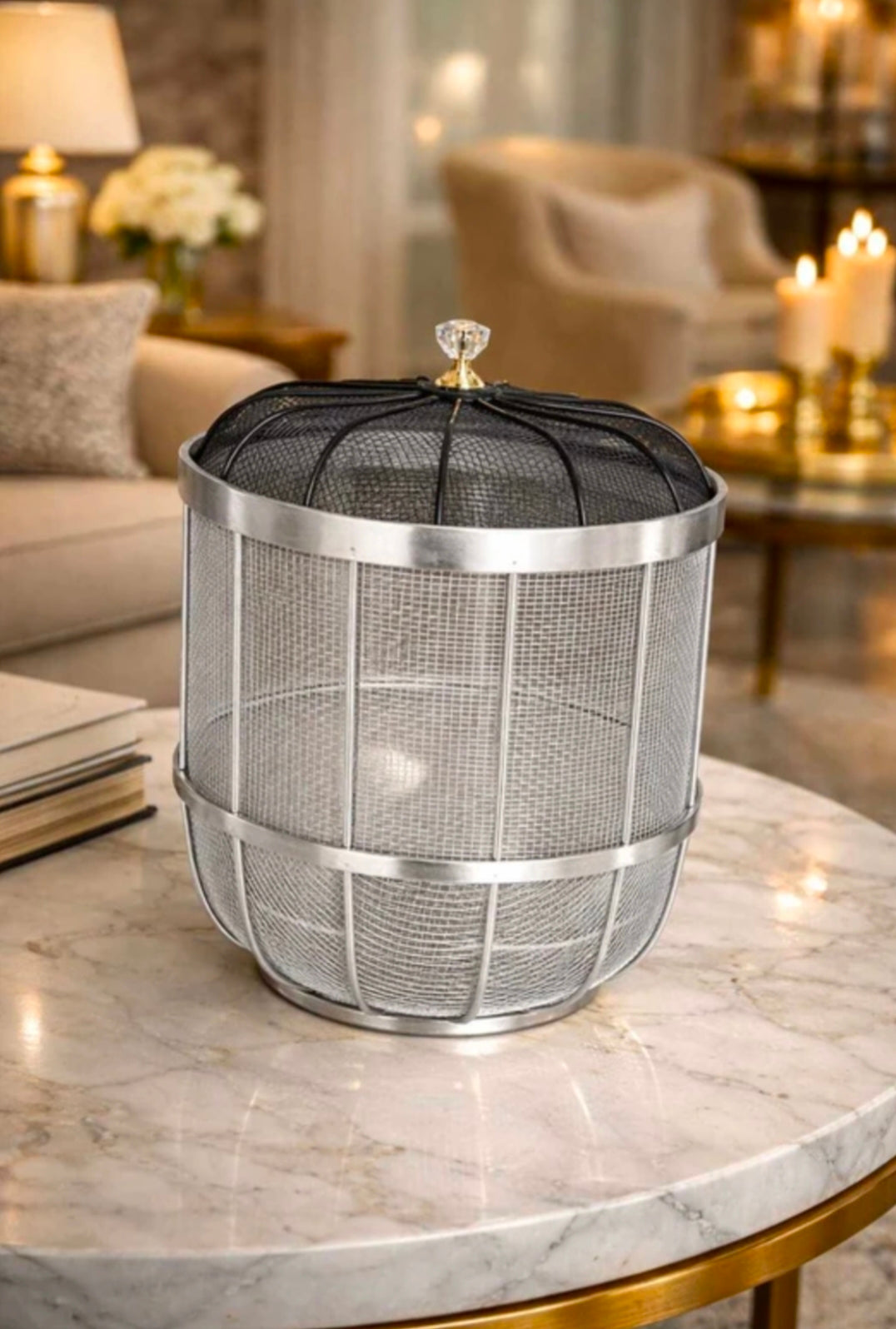 Luxury Metal Fruit Basket (Black & Silver) | Fruit Basket Hotel Restaurant Kitchen.