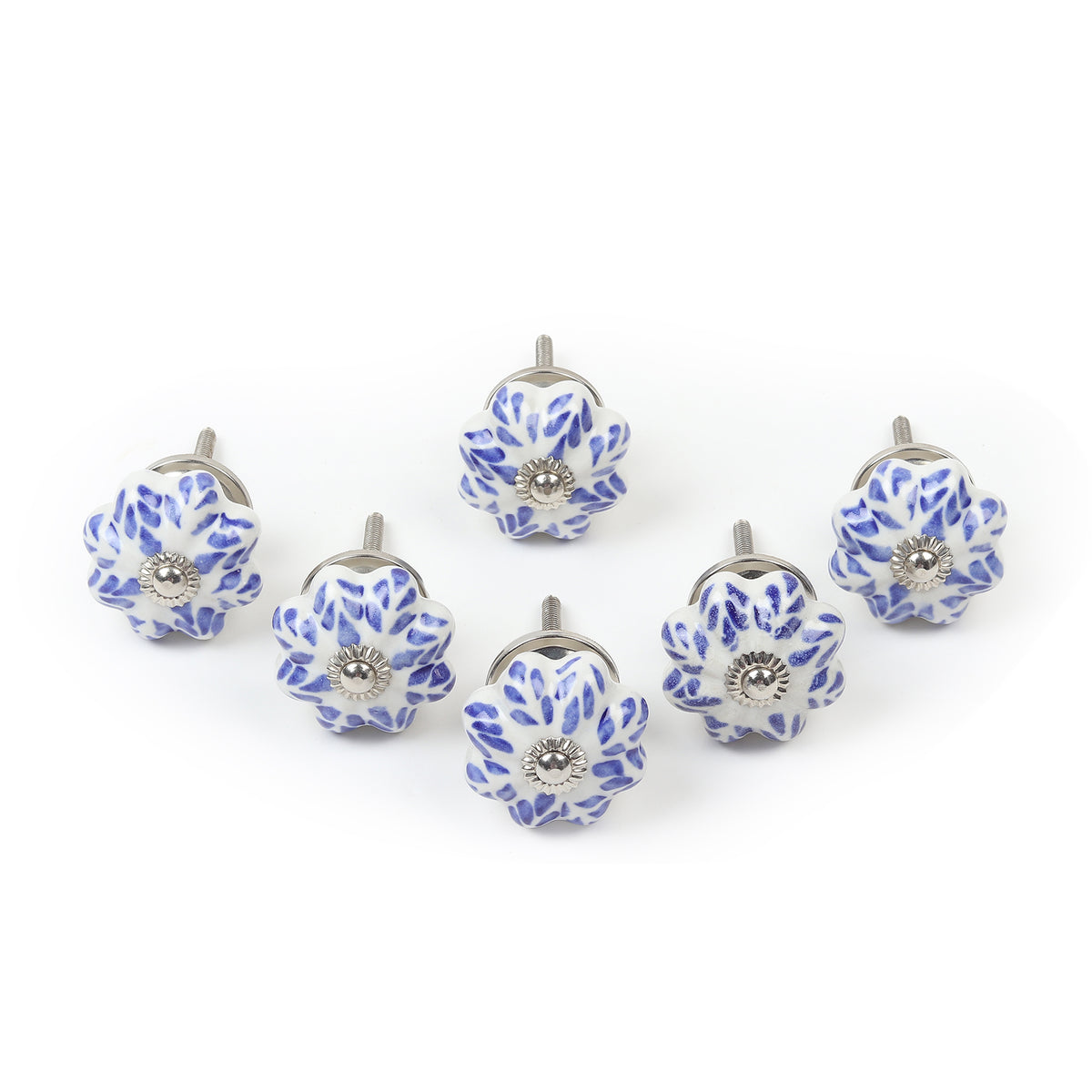Bleu Flora Knob set of 6 - Ouchcart