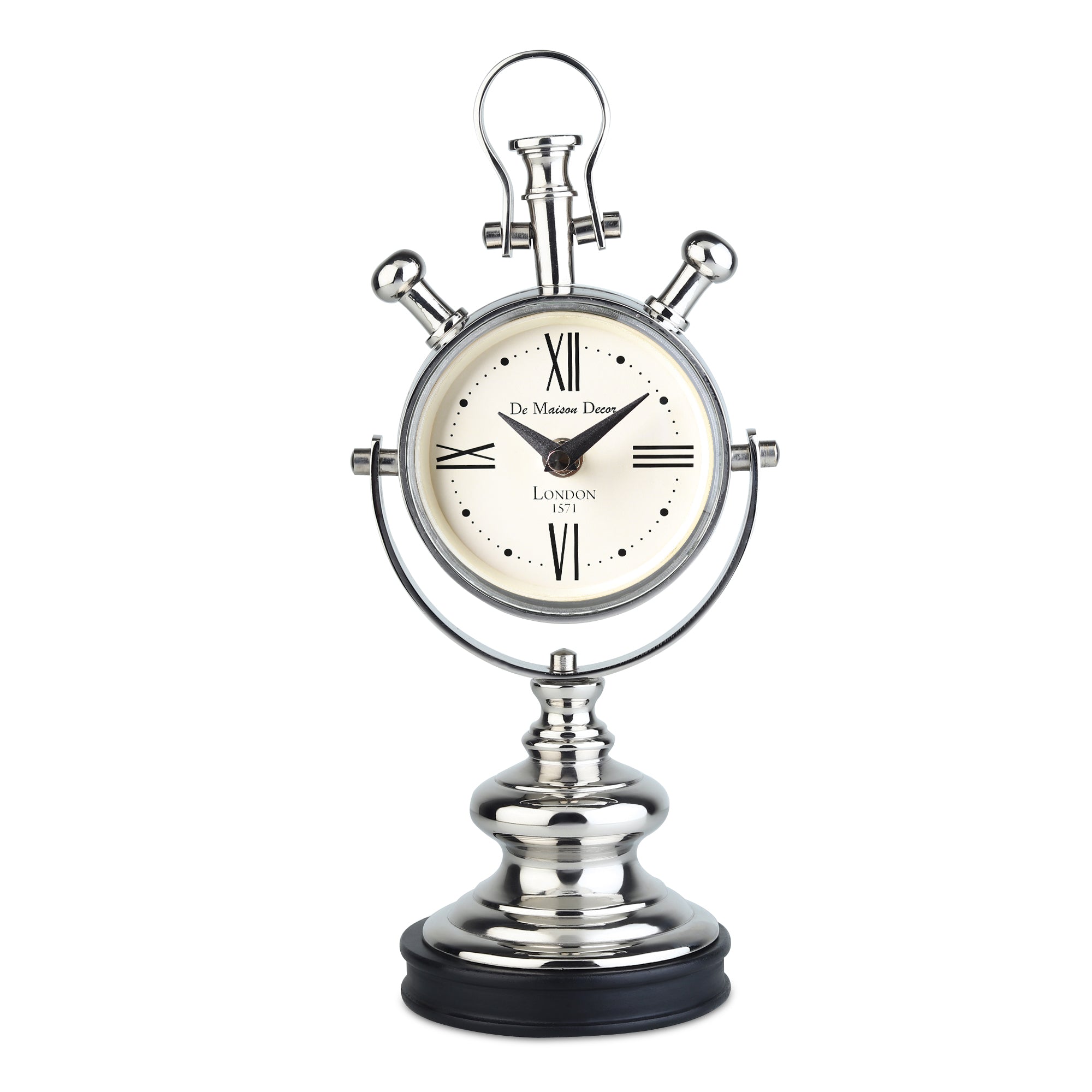 Aristotime Table clock in Silver M.M.I. OVERSEAS