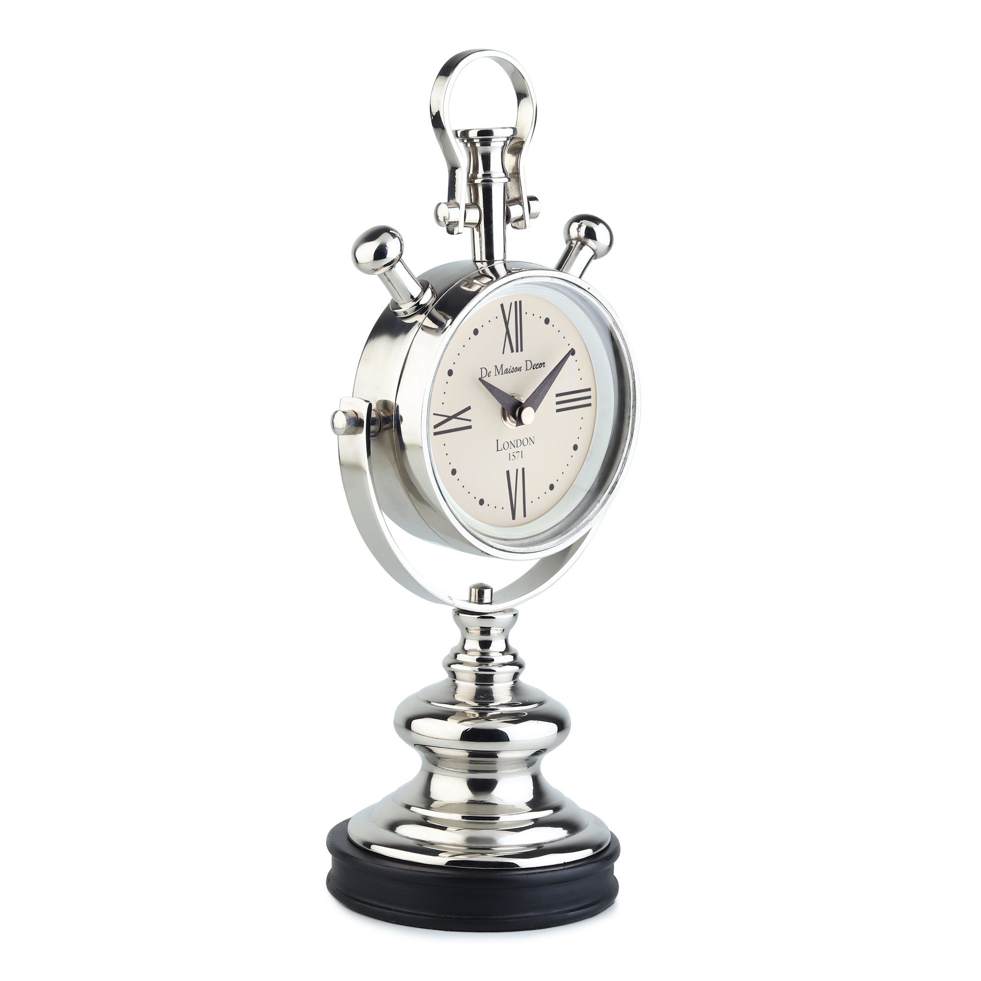 Aristotime Table clock in Silver M.M.I. OVERSEAS