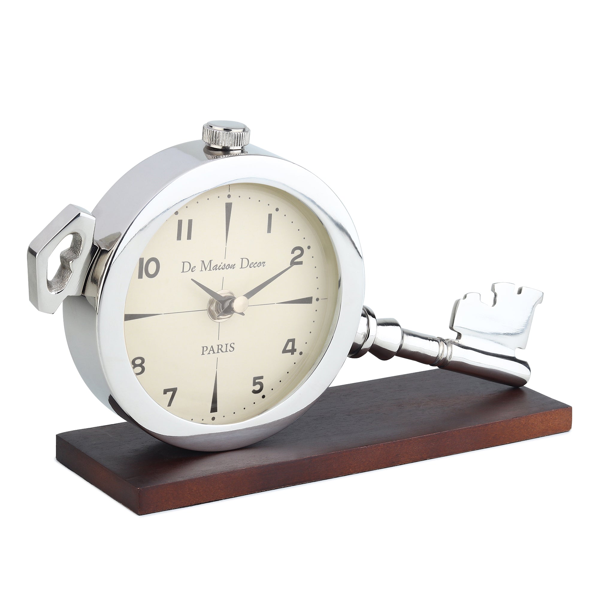 Areios Table clock in Silver M.M.I. OVERSEAS