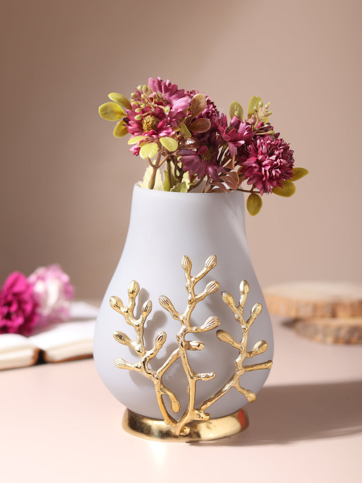 VersaLux Glass Vase and Candle Holder in Grey & Gold M.M.I. OVERSEAS