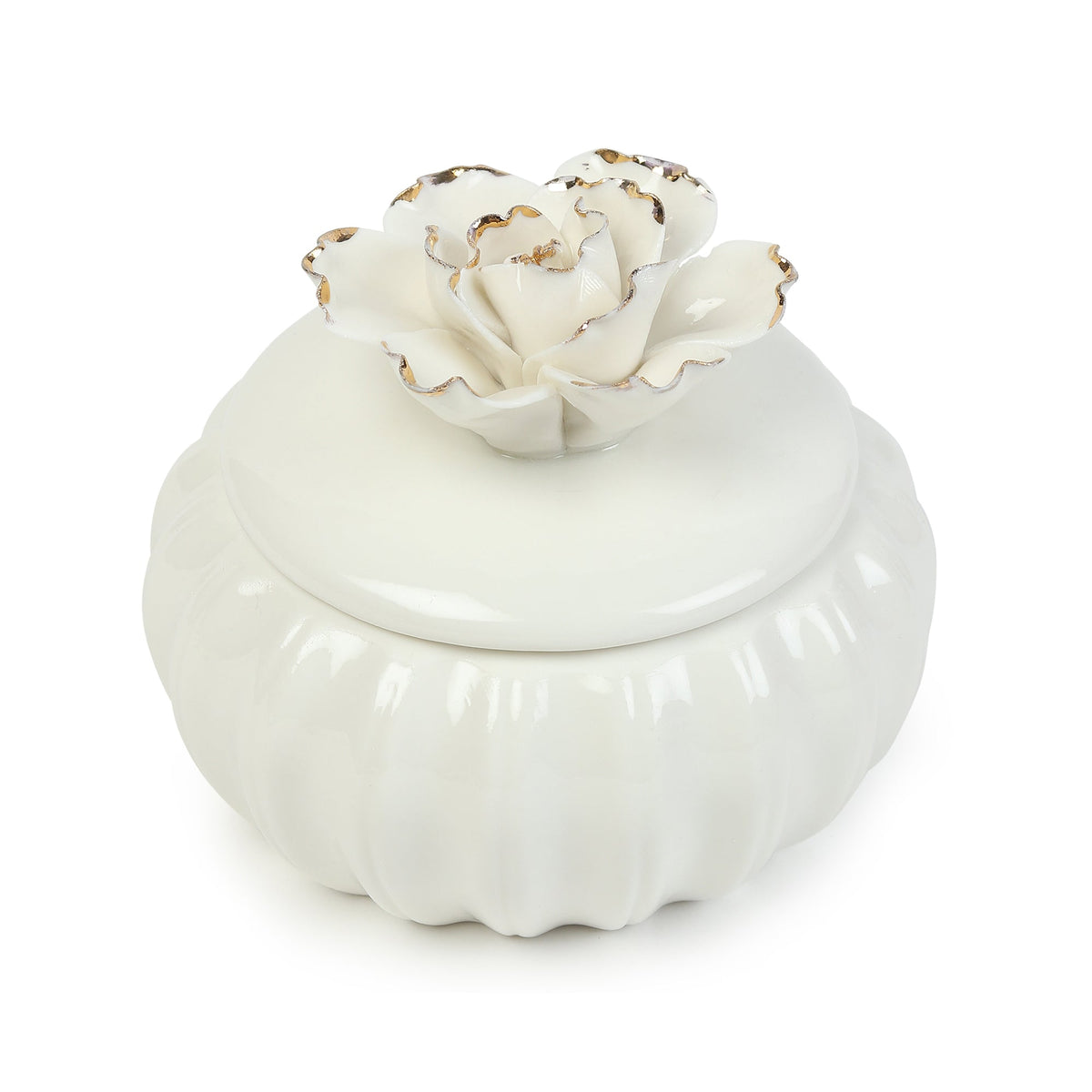 Ivory Blossom Porcelain Box M.M.I. OVERSEAS