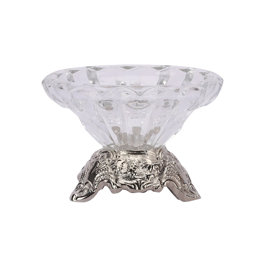 Three leg Silver Aristrocrat's Bowl with Flower Glass M.M.I. OVERSEAS
