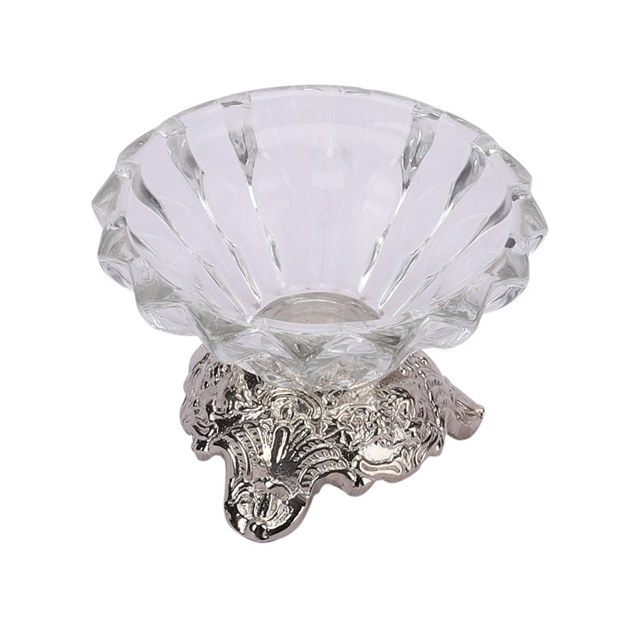Three leg Silver Aristrocrat's Bowl with Flower Glass M.M.I. OVERSEAS