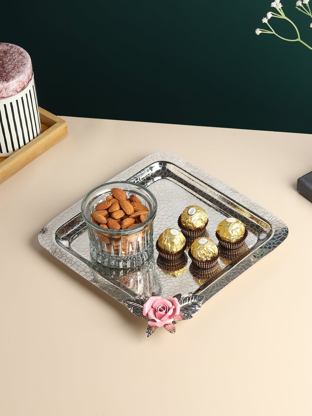 Petal Eclat Pink Square Tray Ouch Cart