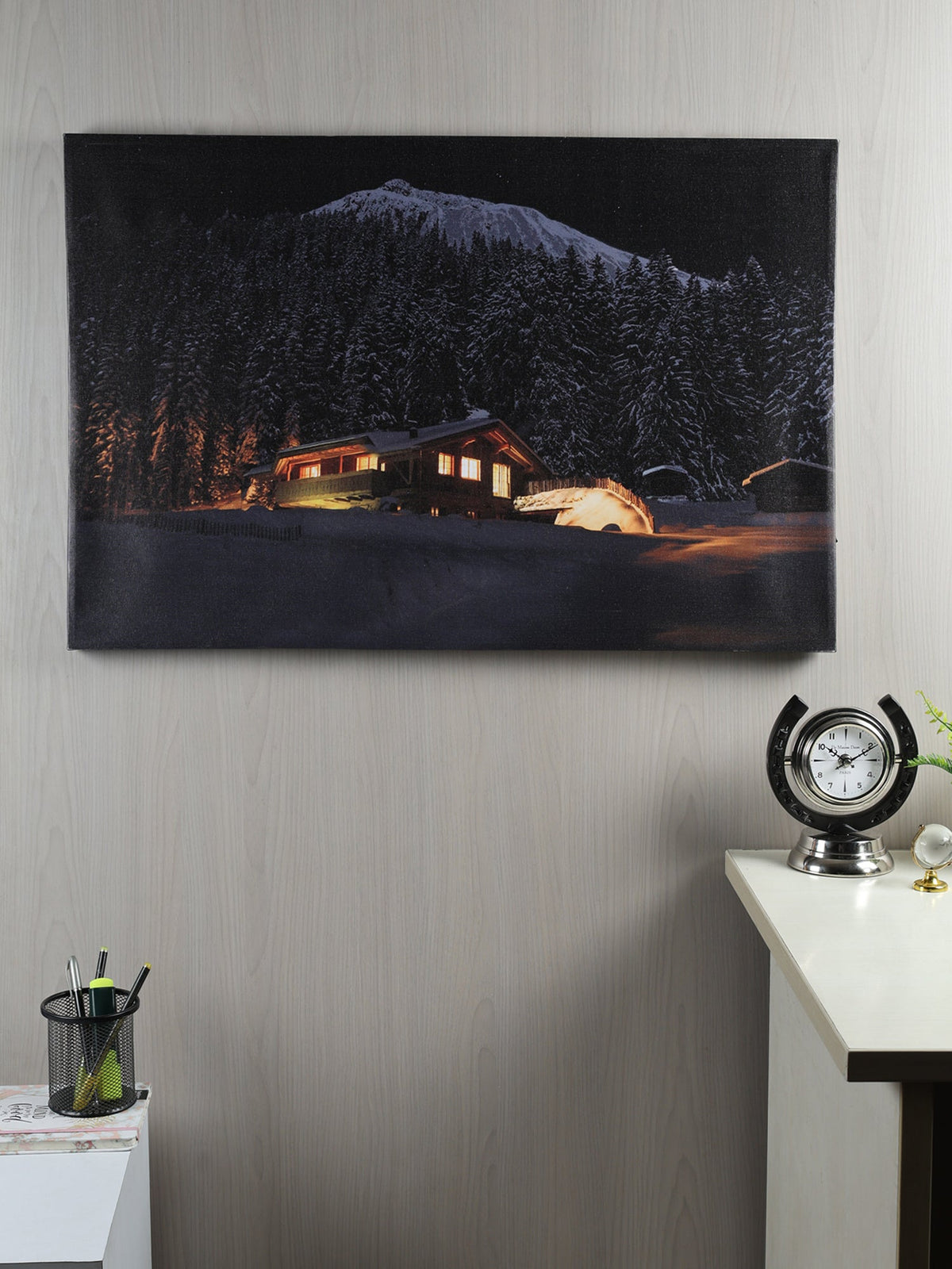 Golden Retreat – Illuminated Cabin Wall Art M.M.I. OVERSEAS