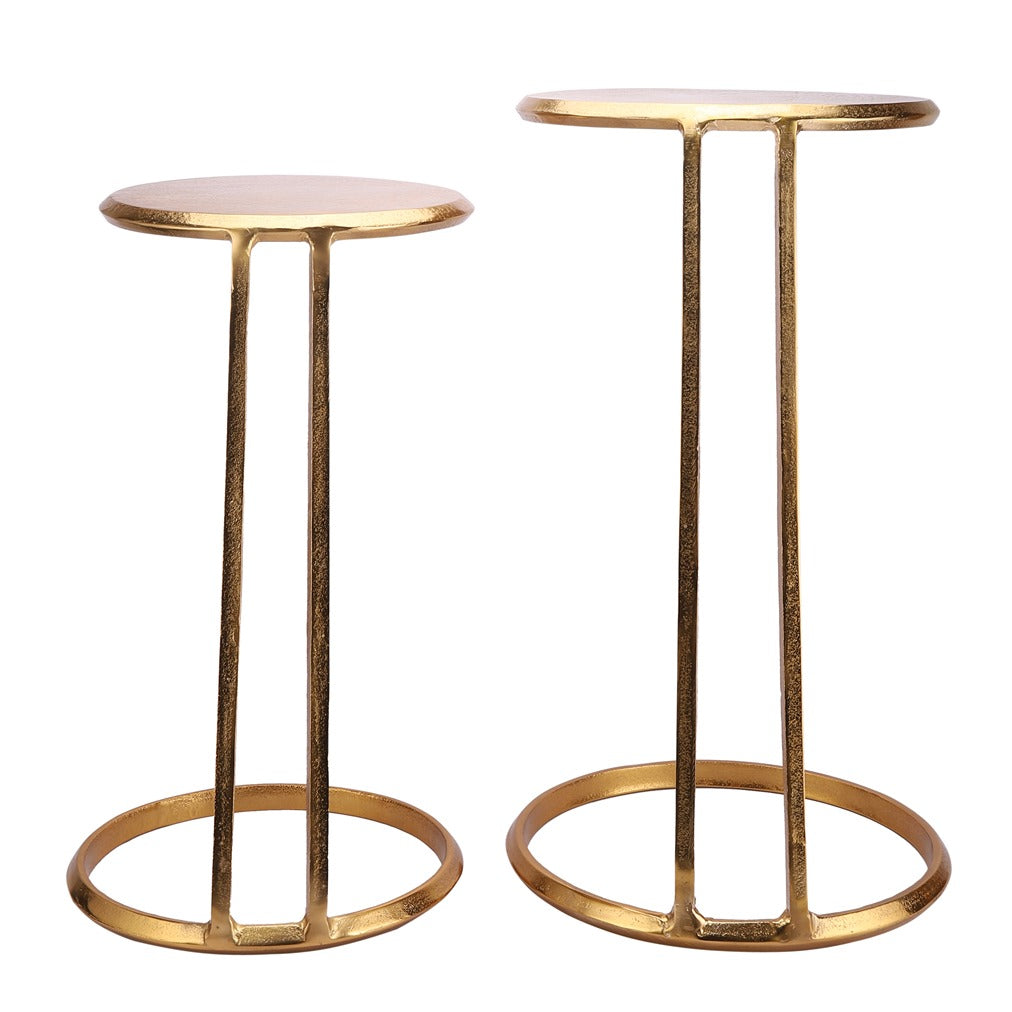 Slanted Nesting Tables by Décor de Maison in Raw Antique Gold Finish small size