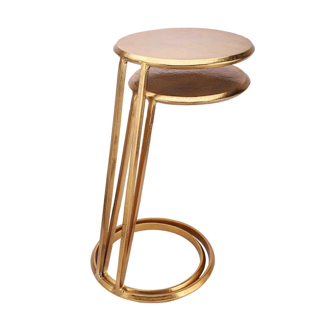Slanted Nesting Tables by Décor de Maison in Raw Antique Gold Finish small size - OUCCART