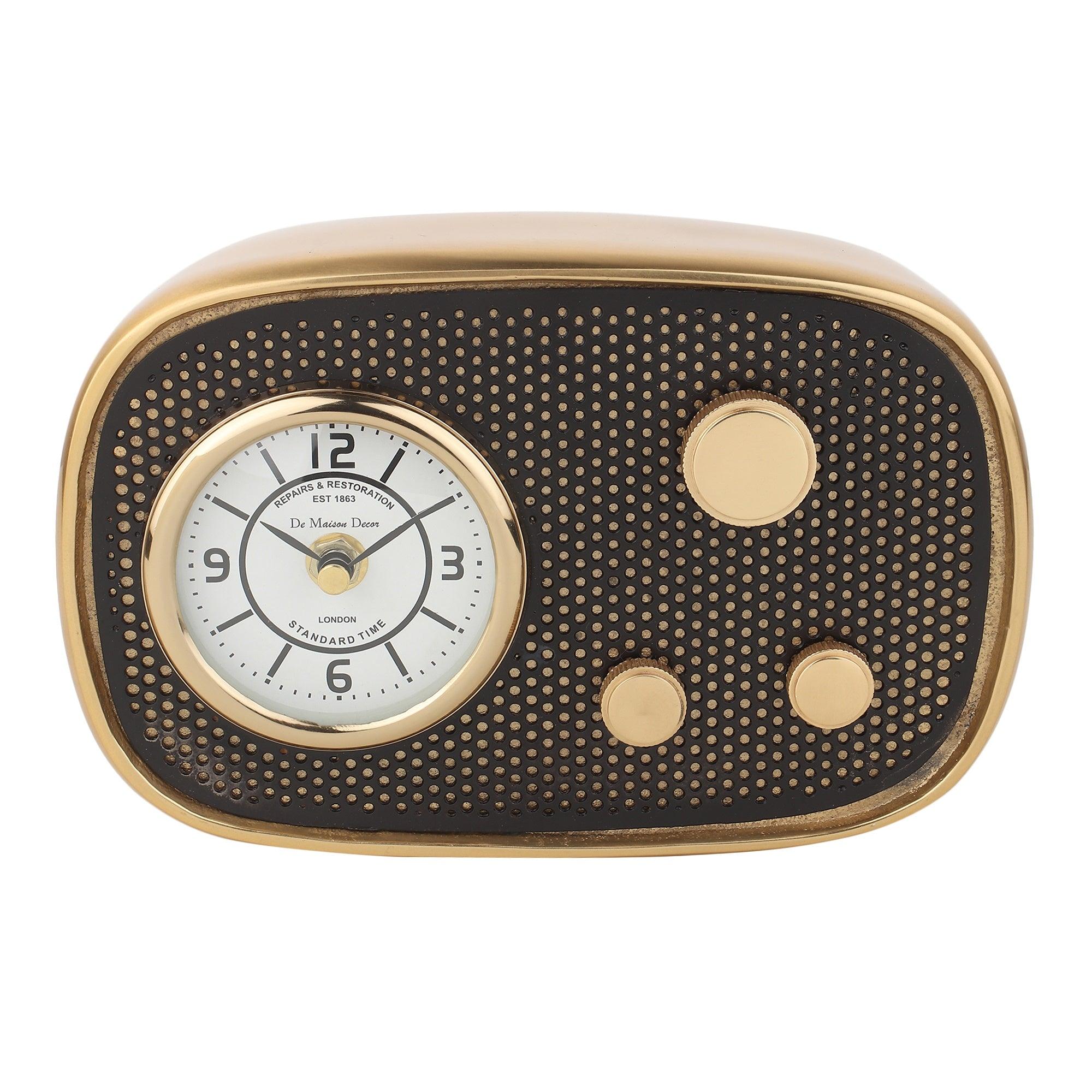 Radio Wave Table Clock In Gold Frame - Ouch Cart