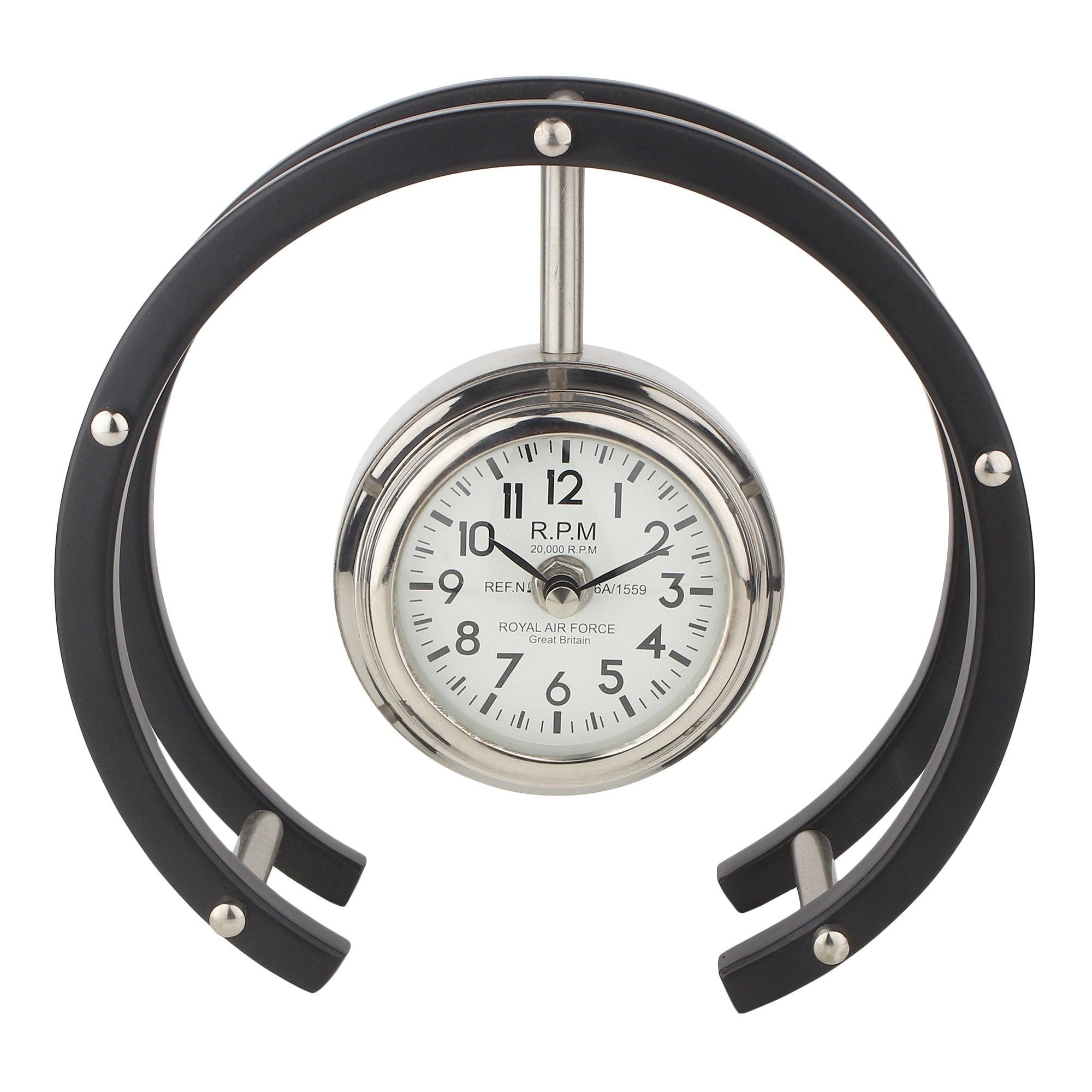 Luna Serenade Table Clock in Silver & Black - Ouch Cart