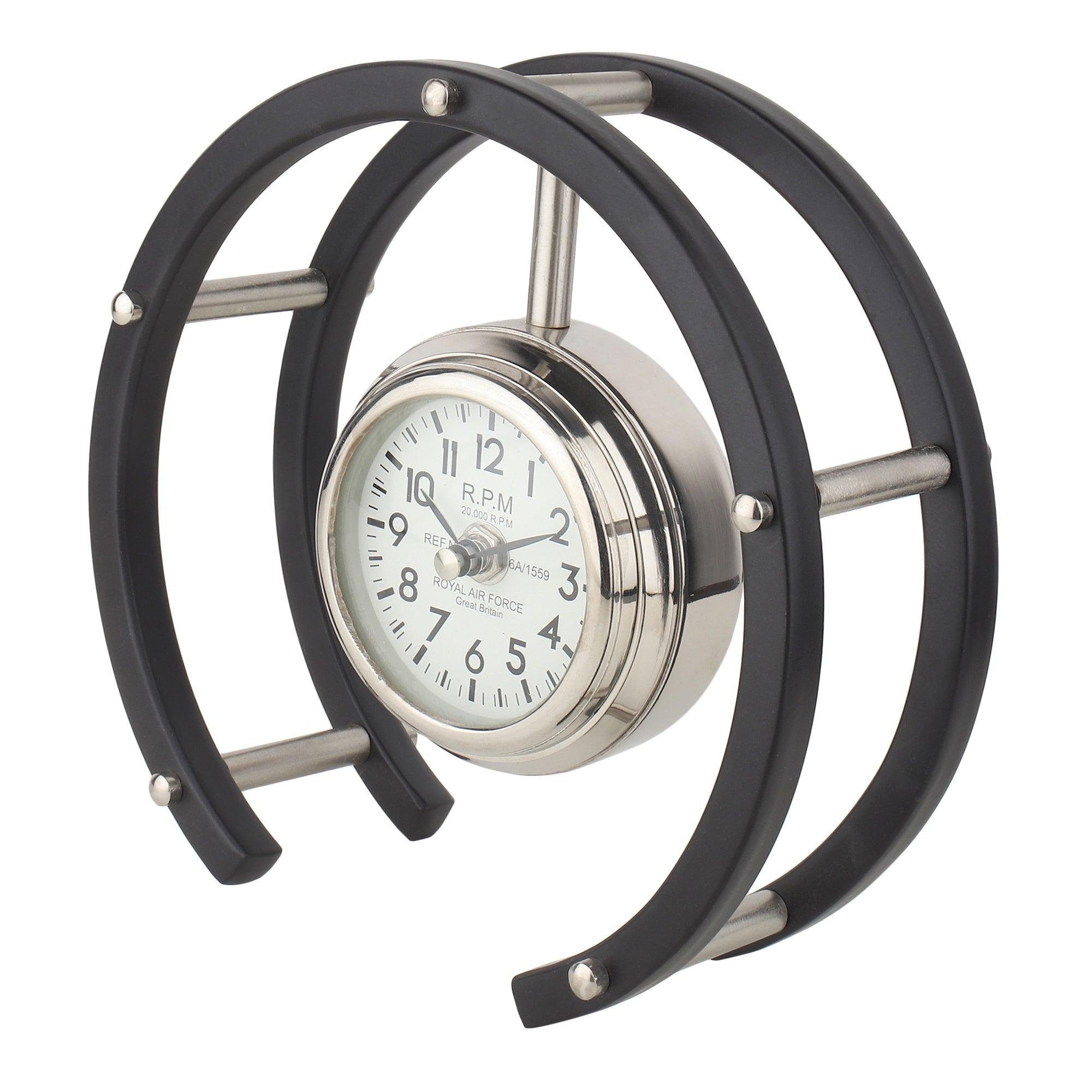 Luna Serenade Table Clock in Silver & Black - Ouch Cart