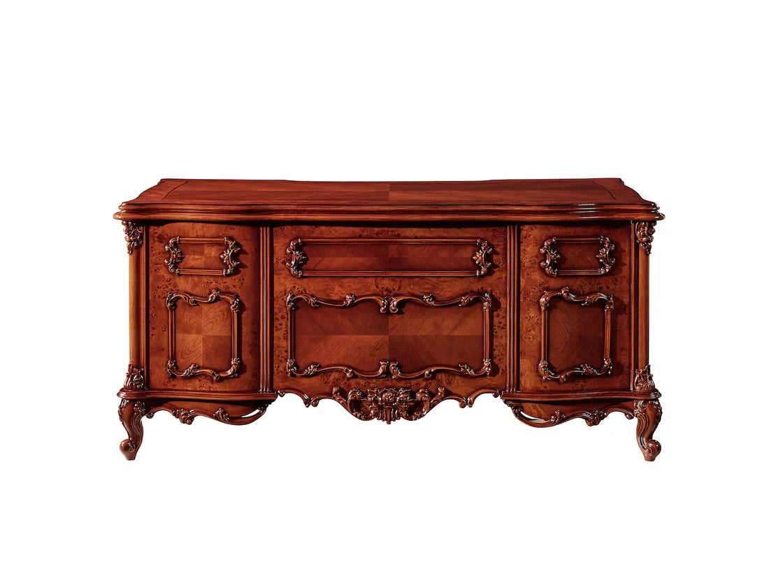Luxury Antique Executive Office Desk | Ornate Carved Wooden Writing Table with Storage