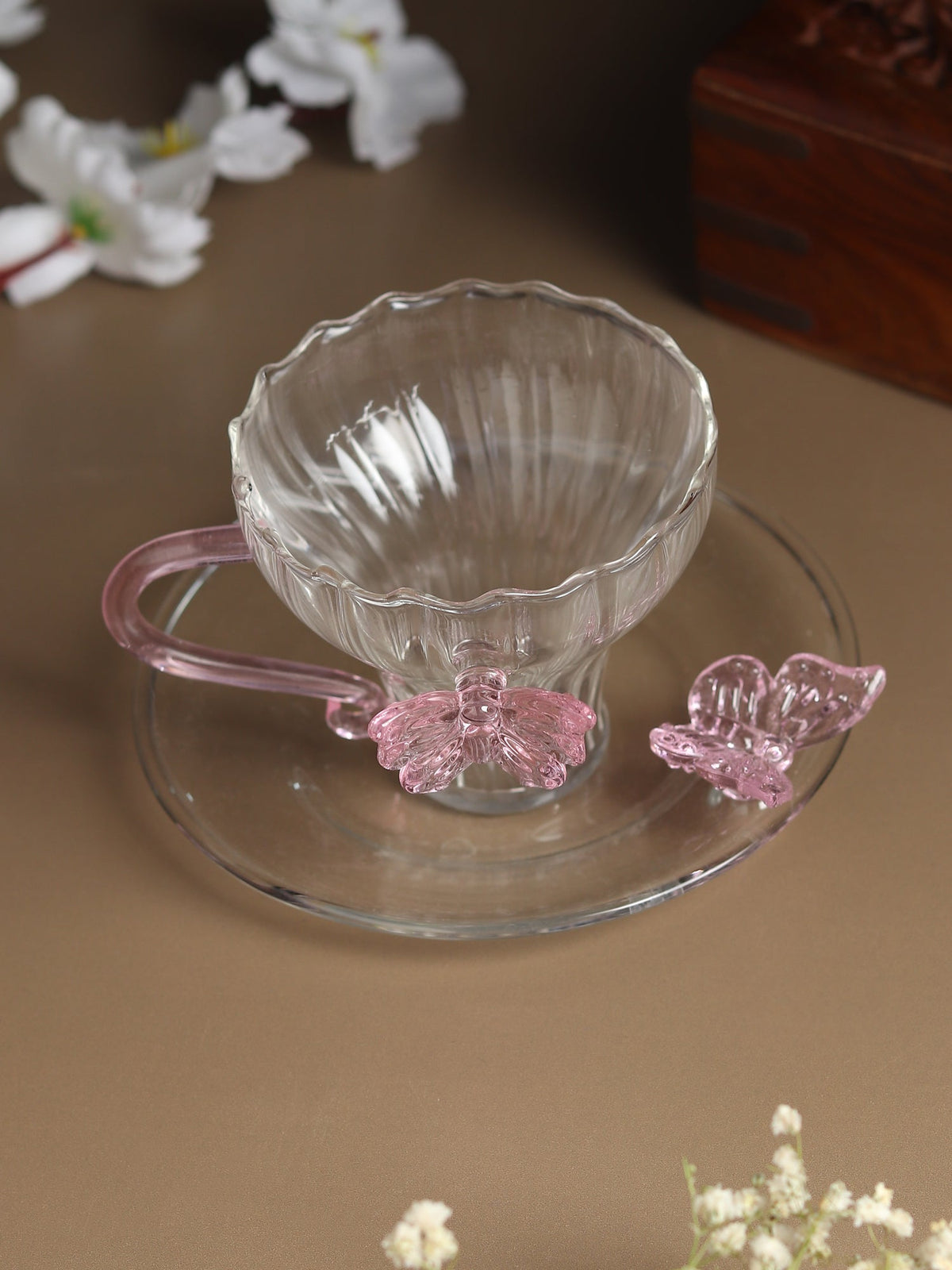 Titli Elina Glass Cup & Saucer M.M.I. OVERSEAS