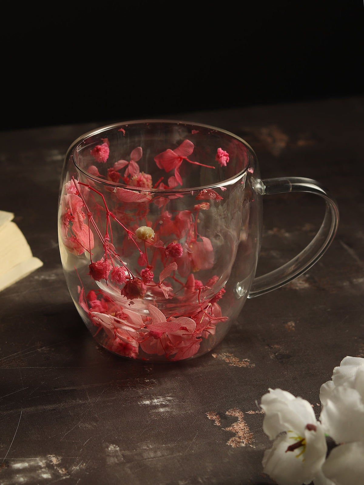 Dahlia Pink Glass Mug Small M.M.I. OVERSEAS