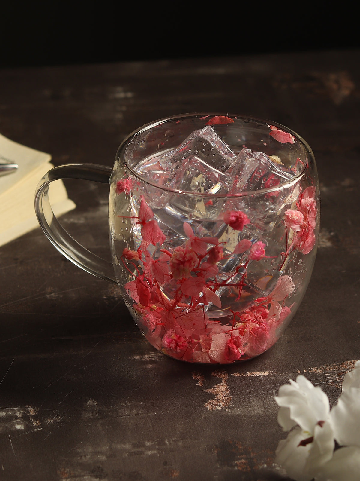 Dahlia Pink Glass Mug Small - Ouchcart