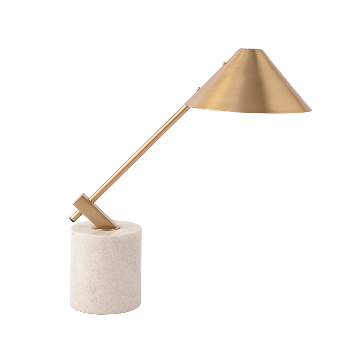 Gold Metal Cone Shade Lamp with white Marble Base M.M.I. OVERSEAS