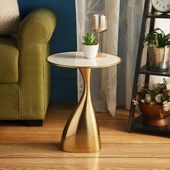 "Ernest Table in Ivroy Enamel Gold Finish " M.M.I. OVERSEAS