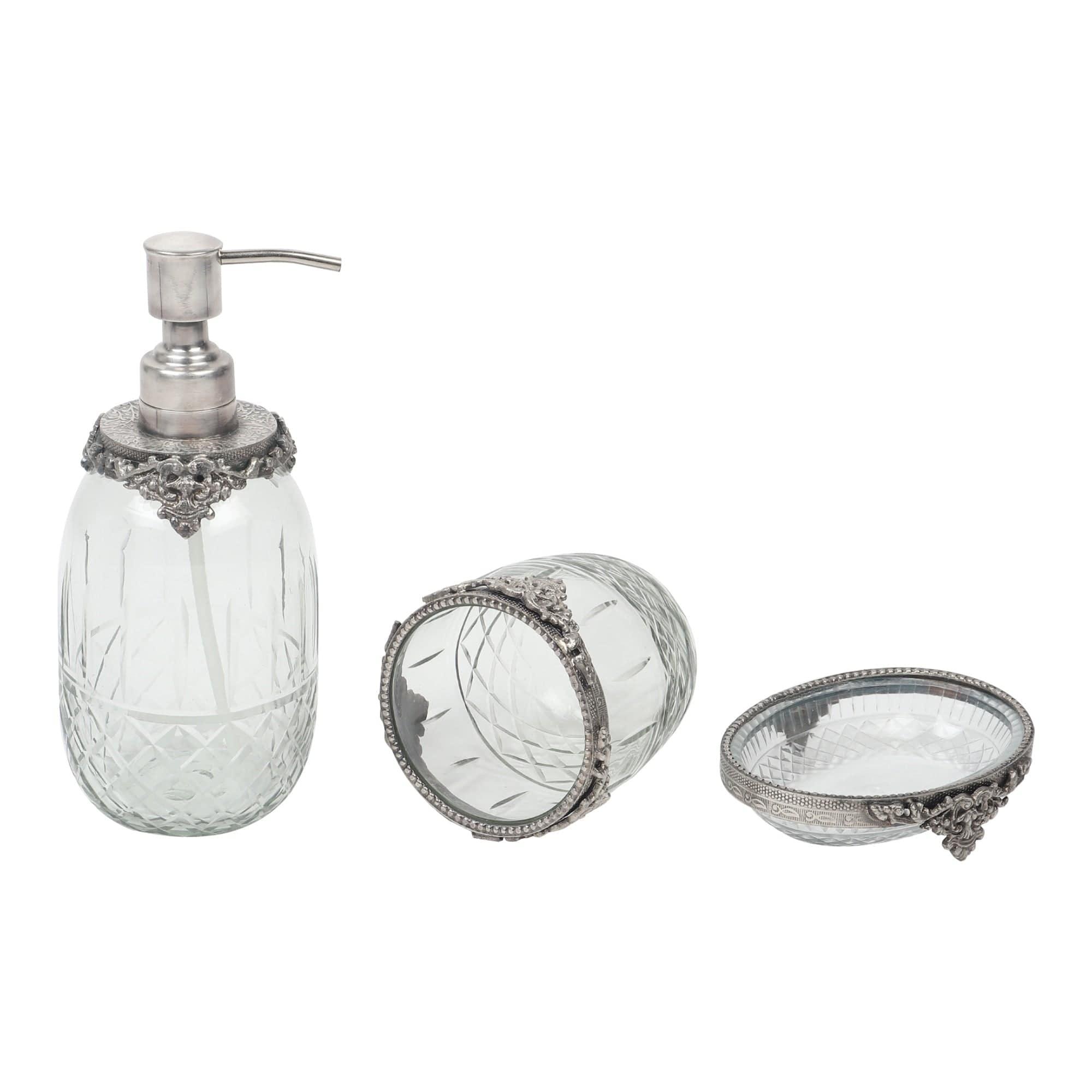 Regal Brass Accents Bathroom Set in Antique Silver Finish - Ouch Cart
