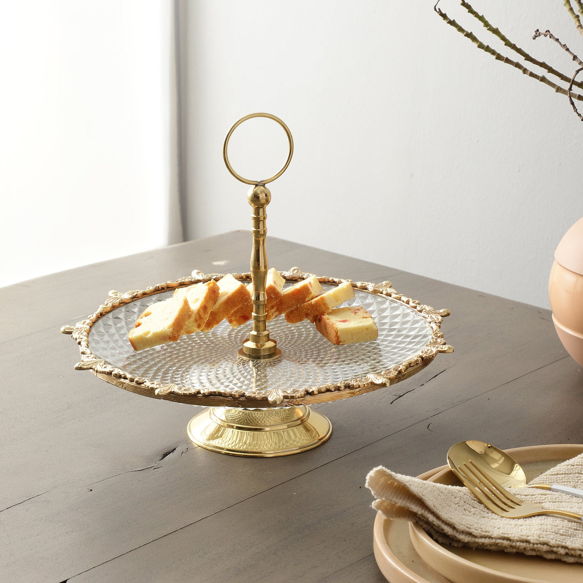 Crystal Spike Cake Stand In gold M.M.I. OVERSEAS