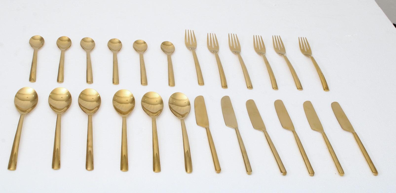 Ava Luxe Gold Cutlery Set of 24 - Ouch Cart