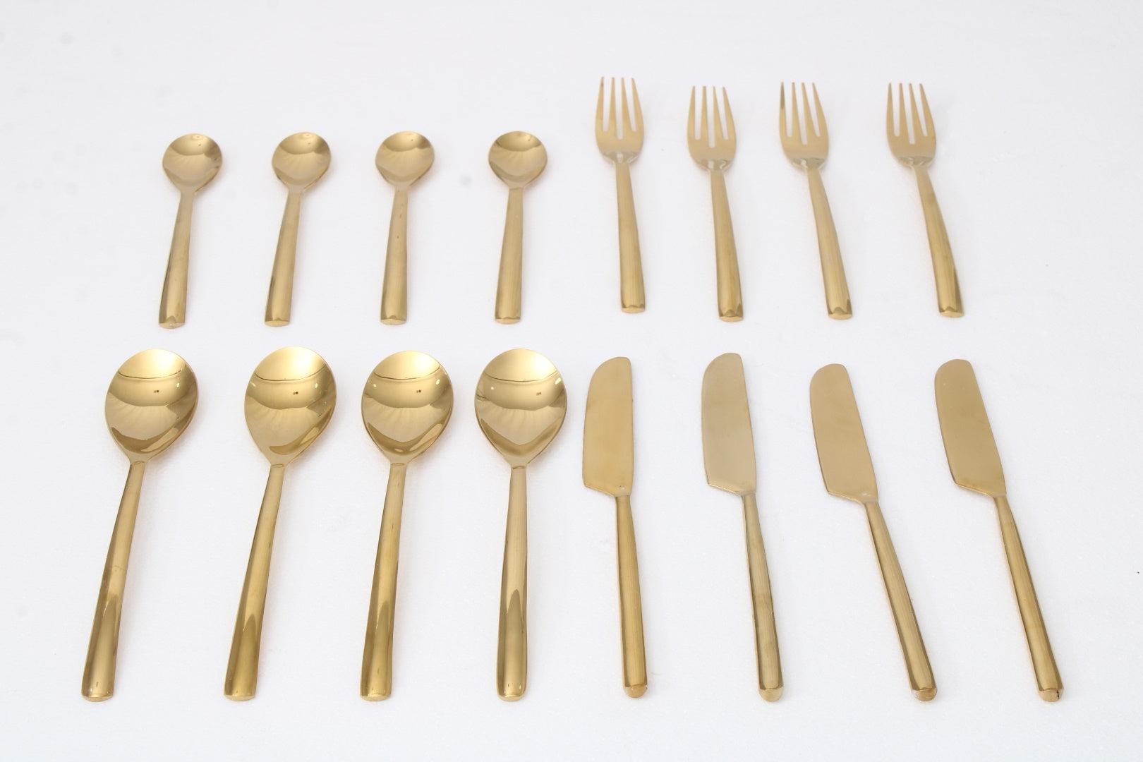 Ava Luxe Gold Cutlery Set of 16 - Ouch Cart