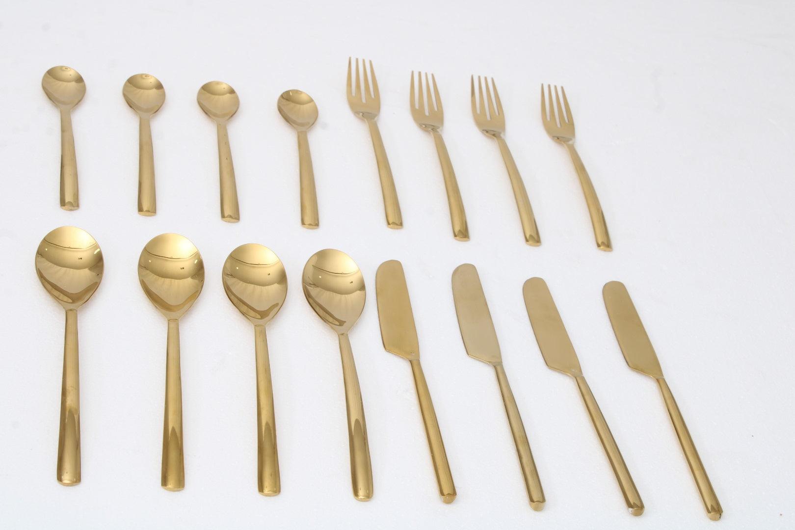 Ava Luxe Gold Cutlery Set of 16 - Ouch Cart