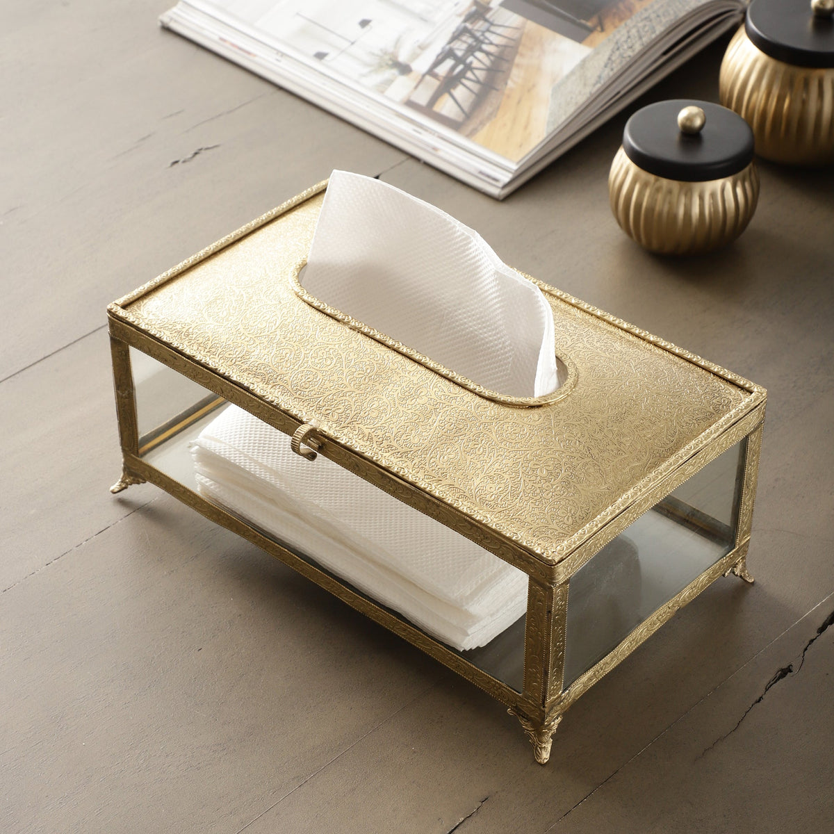 Royal Brass Crest Napkin Box M.M.I. OVERSEAS