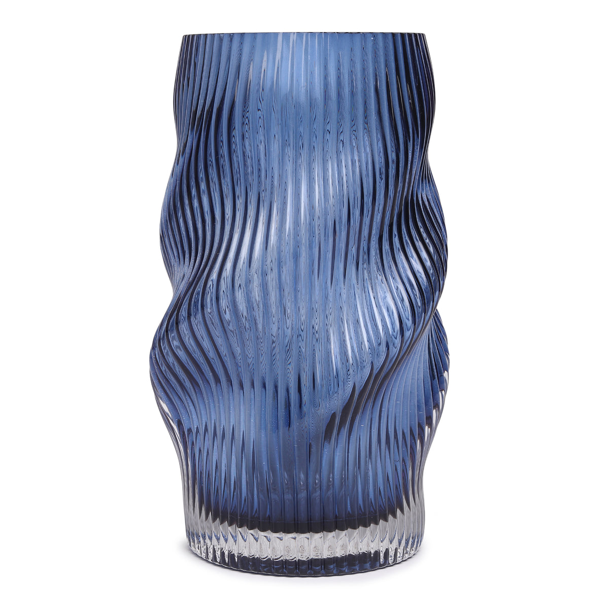 Whirly Blue Crystal Vase